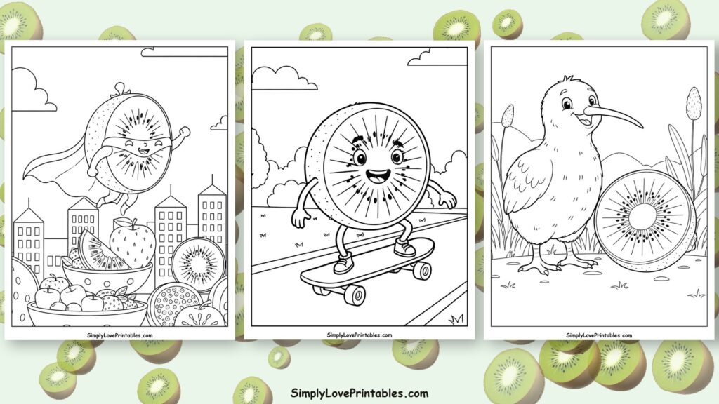 Kiwi fruit coloring pages featured image