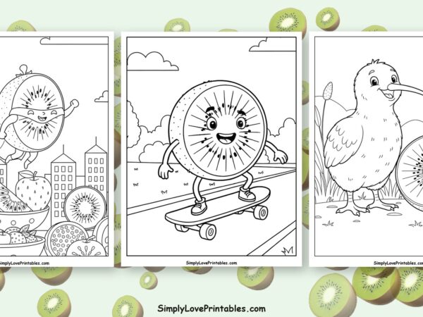 Kiwi fruit coloring pages featured image