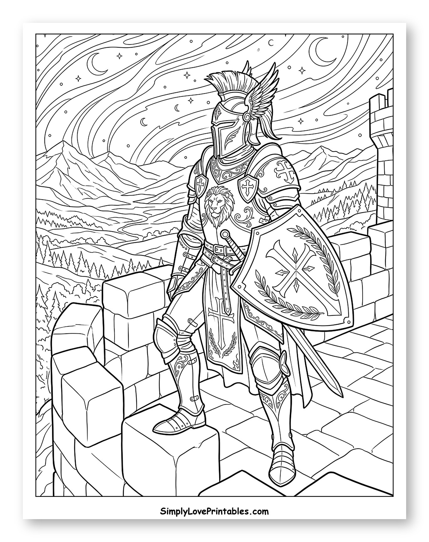 Knight in Armor on a Castle Wall