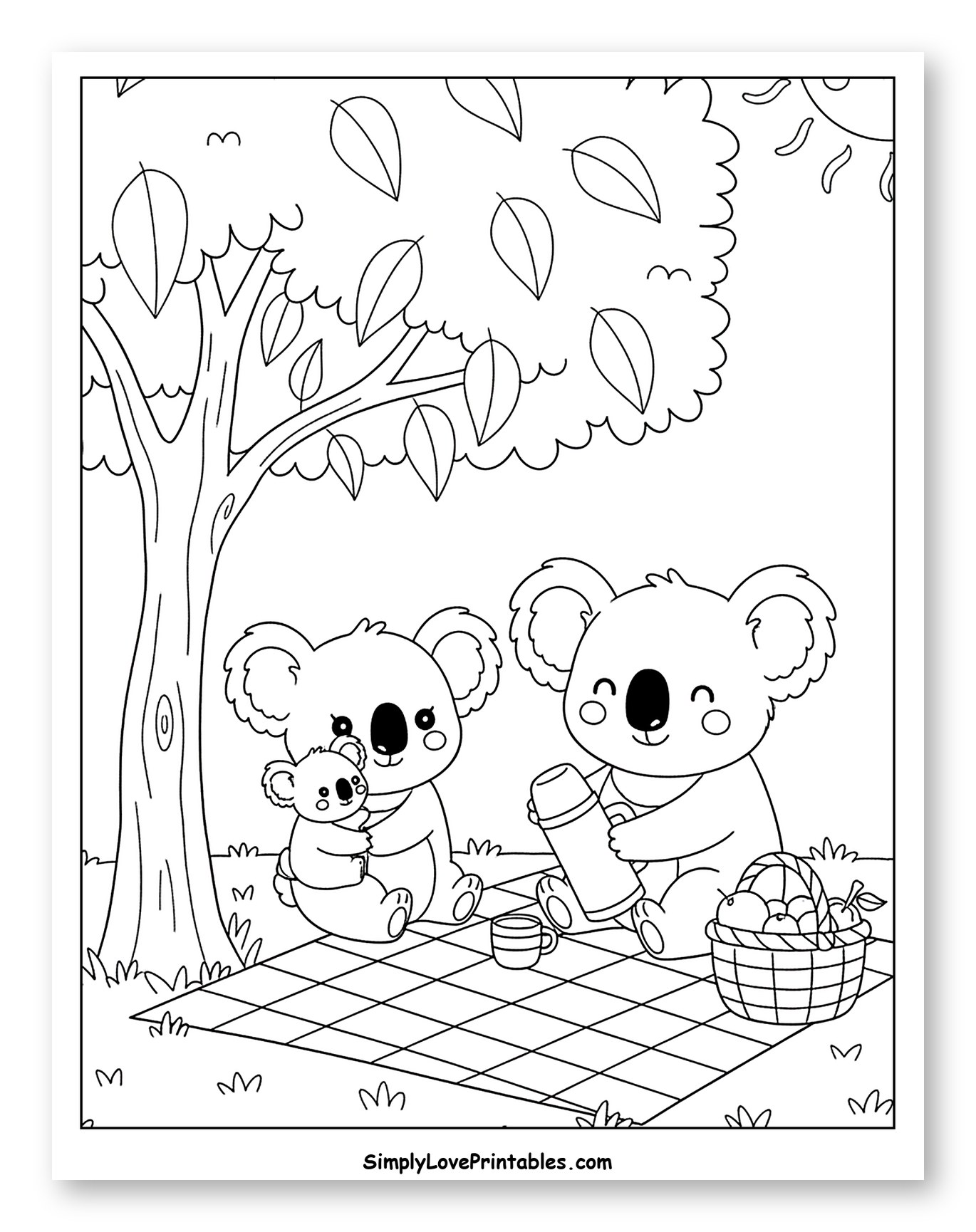 Koala Family Picnic Under a Tree