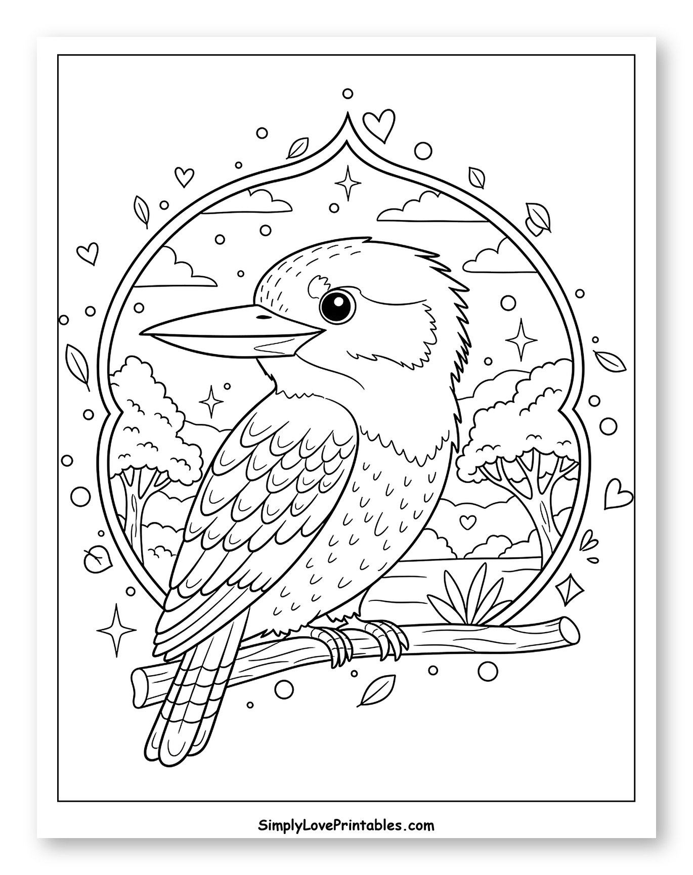 Kookaburra on a Branch in a Decorative Frame