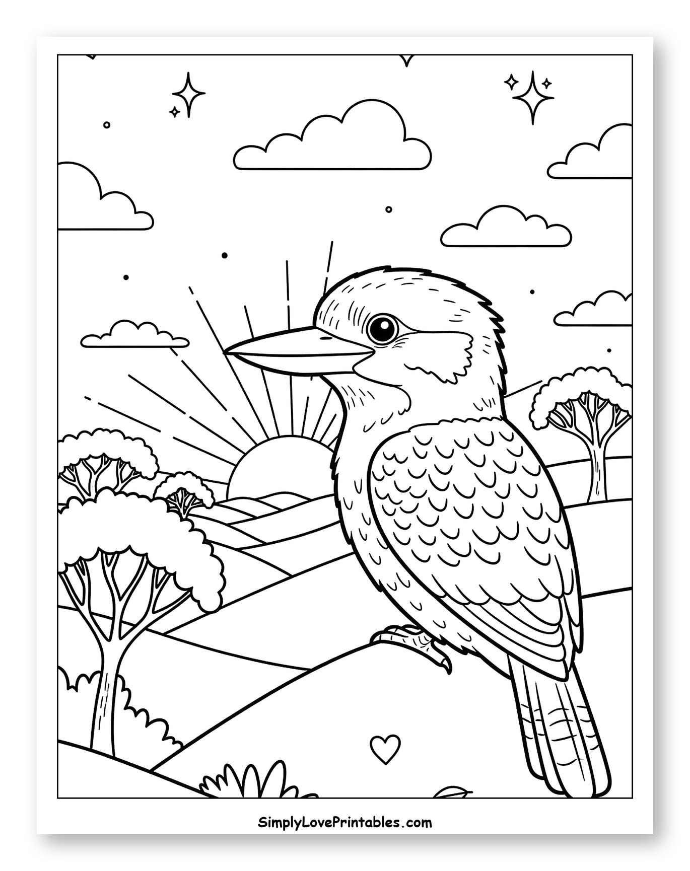 Kookaburra on a Hill with Sunrise