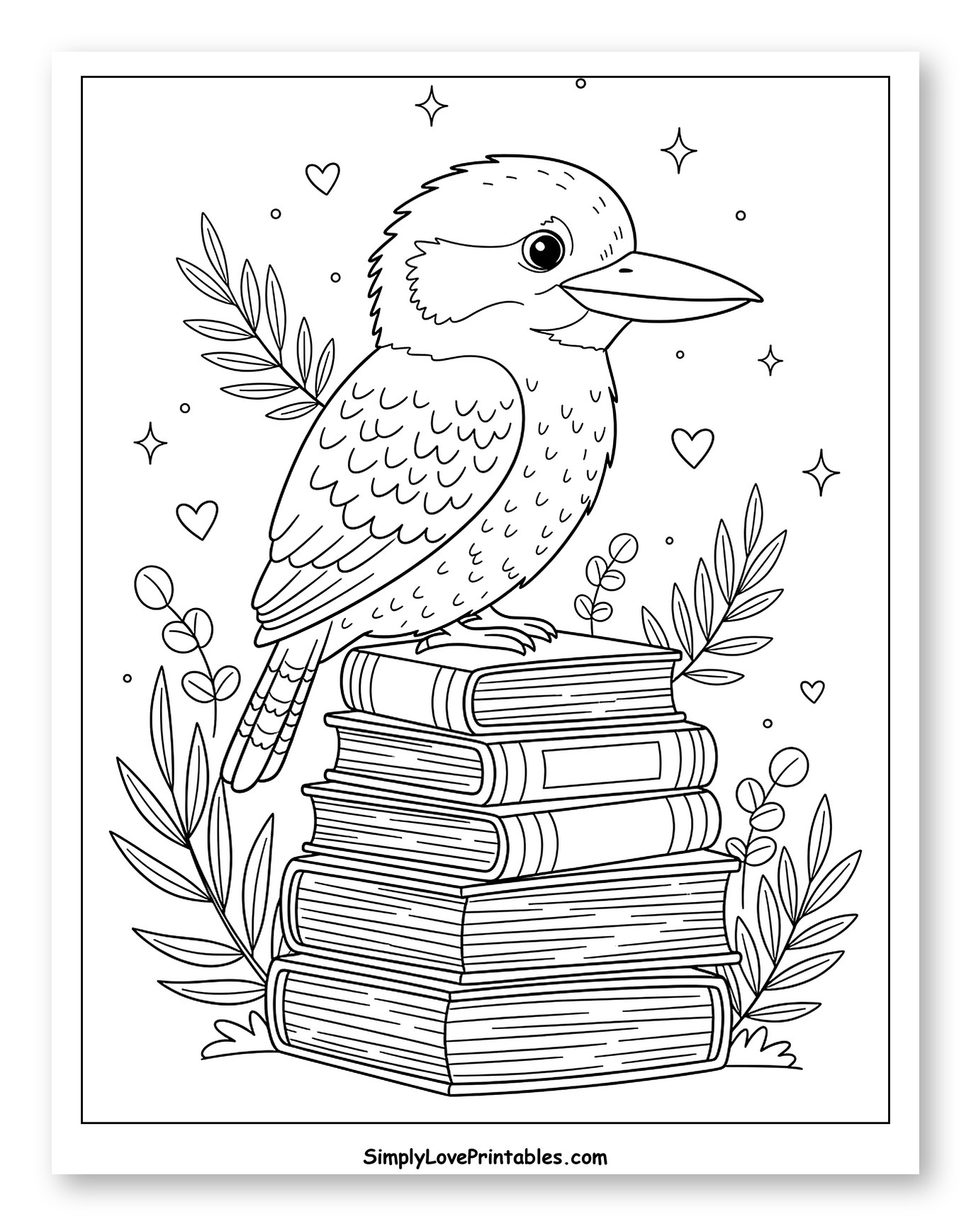 Kookaburra Perched on a Stack of Books