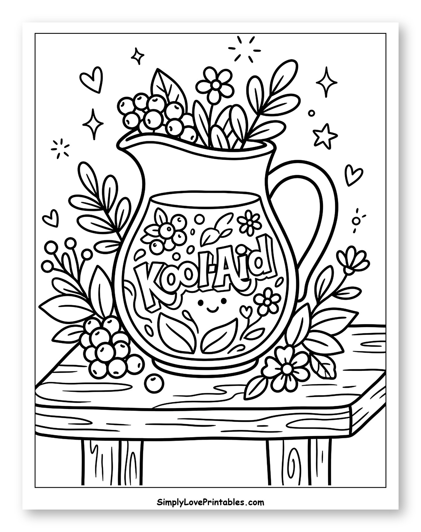 Kool-Aid Pitcher with Berries and Flowers on a Table
