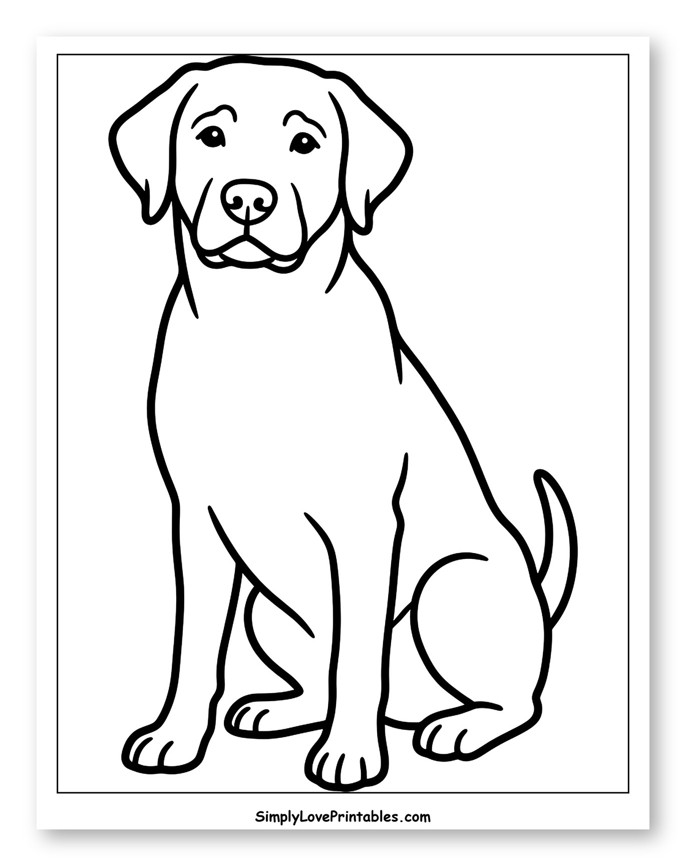 Labrador Retriever Dog Sitting Patiently Coloring Page for Toddlers