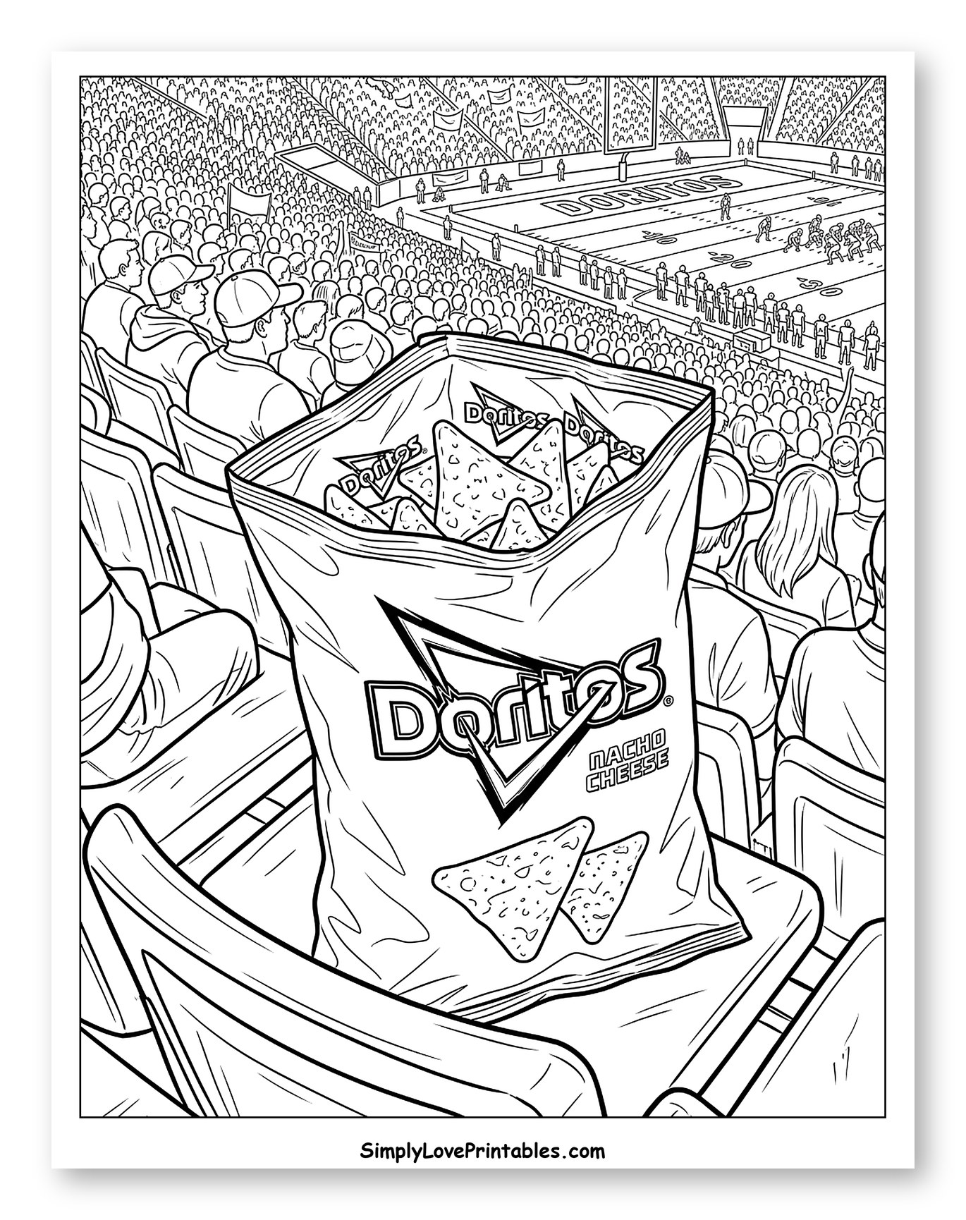 Large Doritos Bag at Football Game Coloring Page