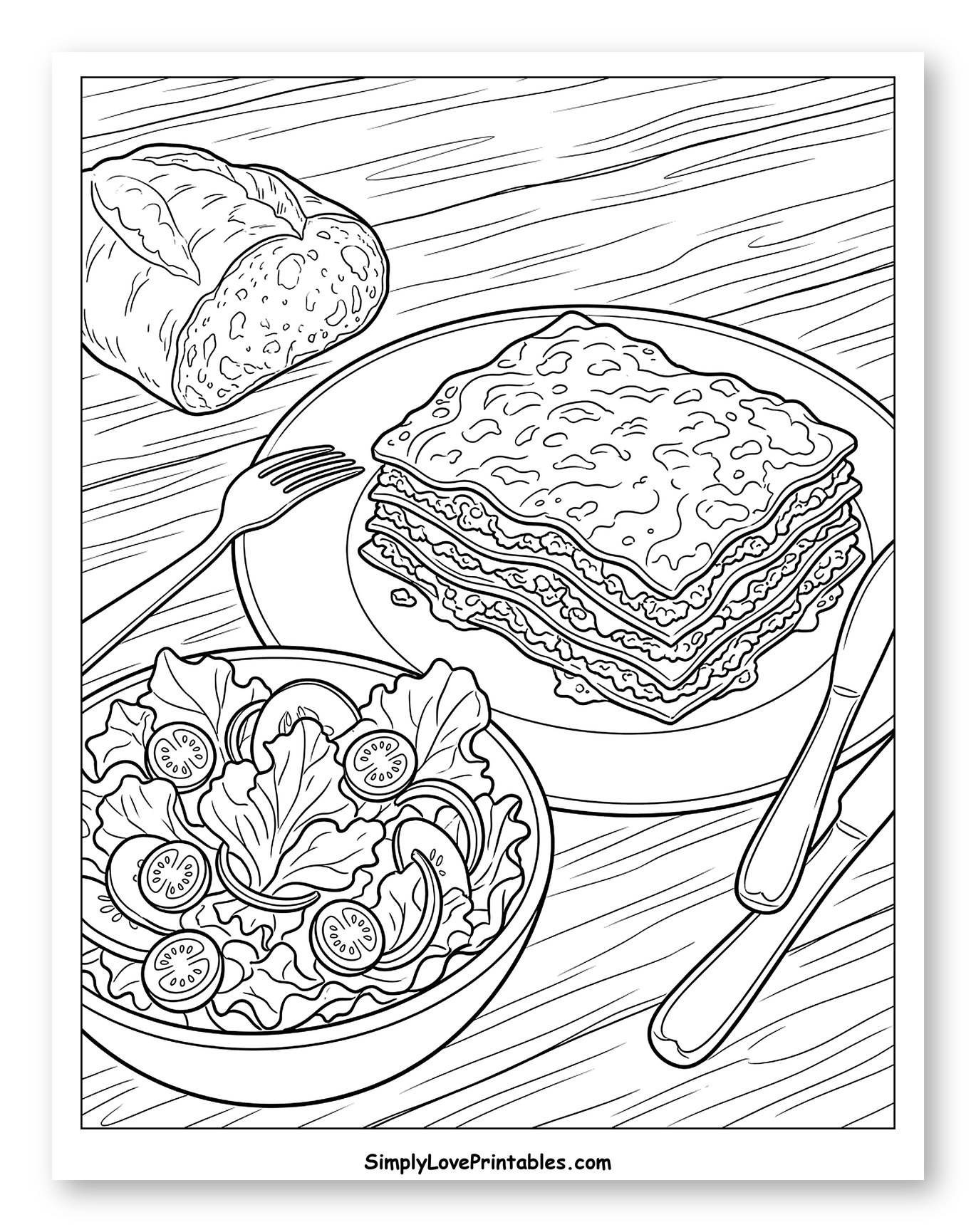 Lasagna Dinner with Salad and Bread
