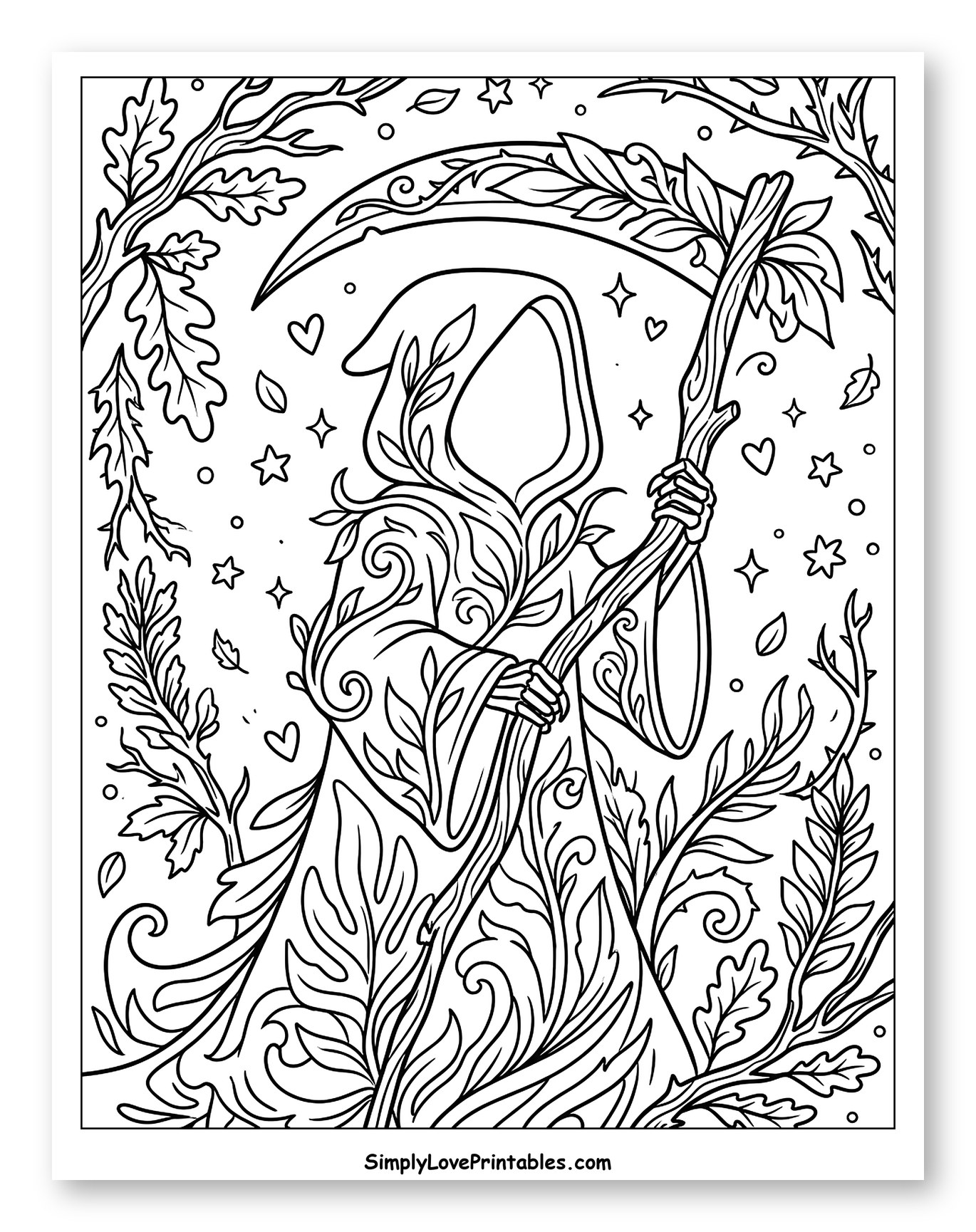 Leaf-Covered Grim Reaper with Forest Scythe
