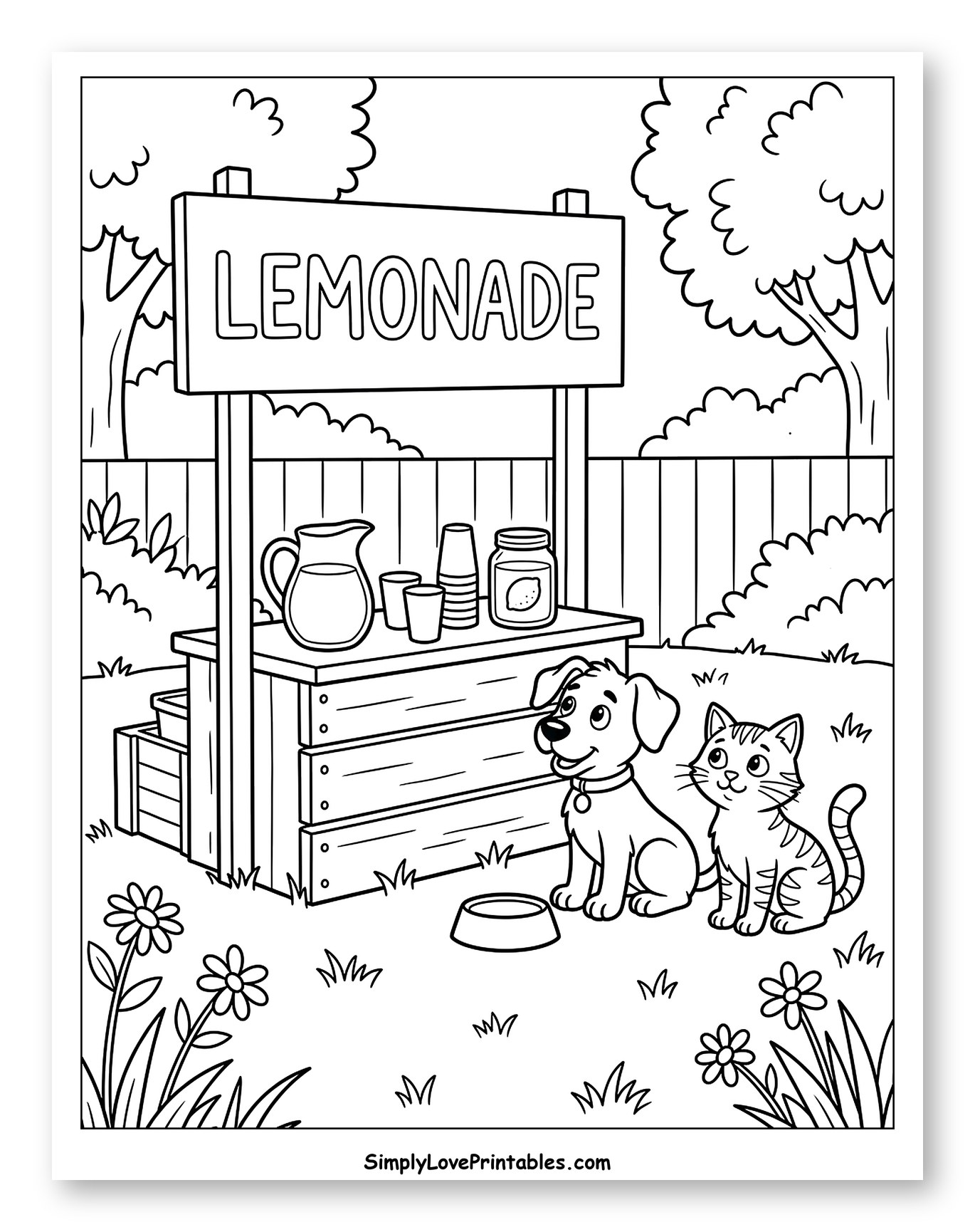 Lemonade Stand with Dog and Cat