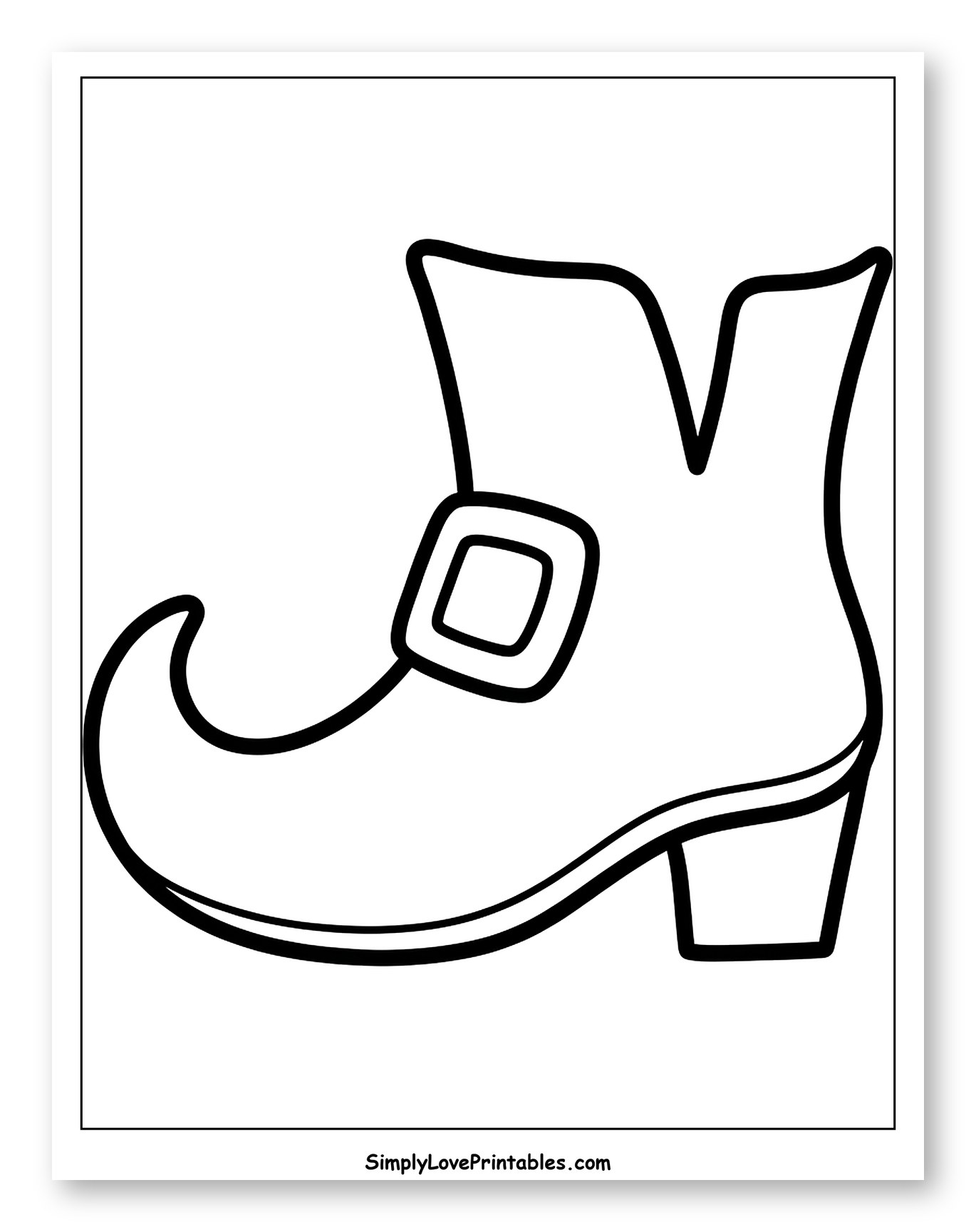 Leprechaun Boot with Buckle to Color for Toddlers