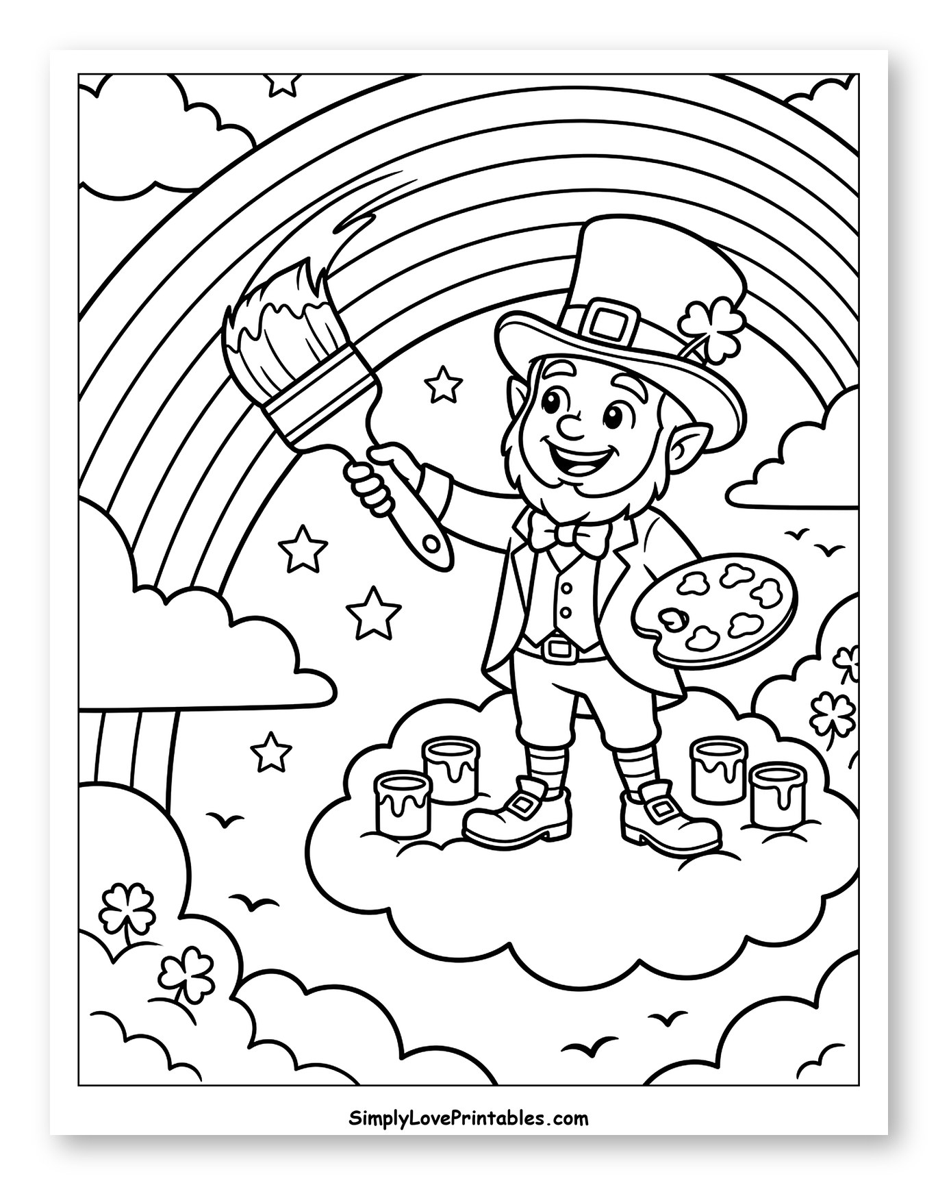 Leprechaun Painting a Rainbow in the Sky