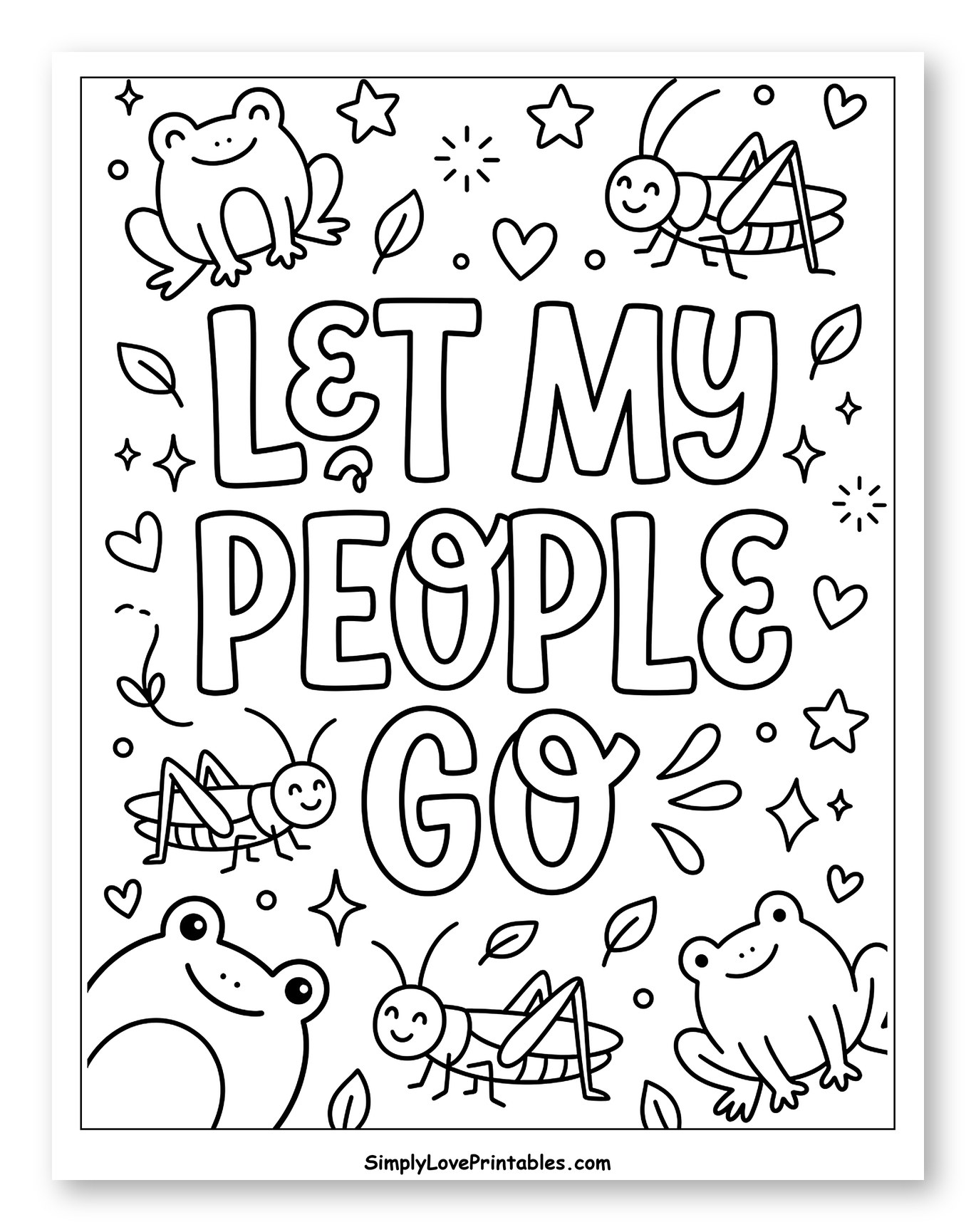 Let My People Go with Frogs and Insects Coloring Page for Adults