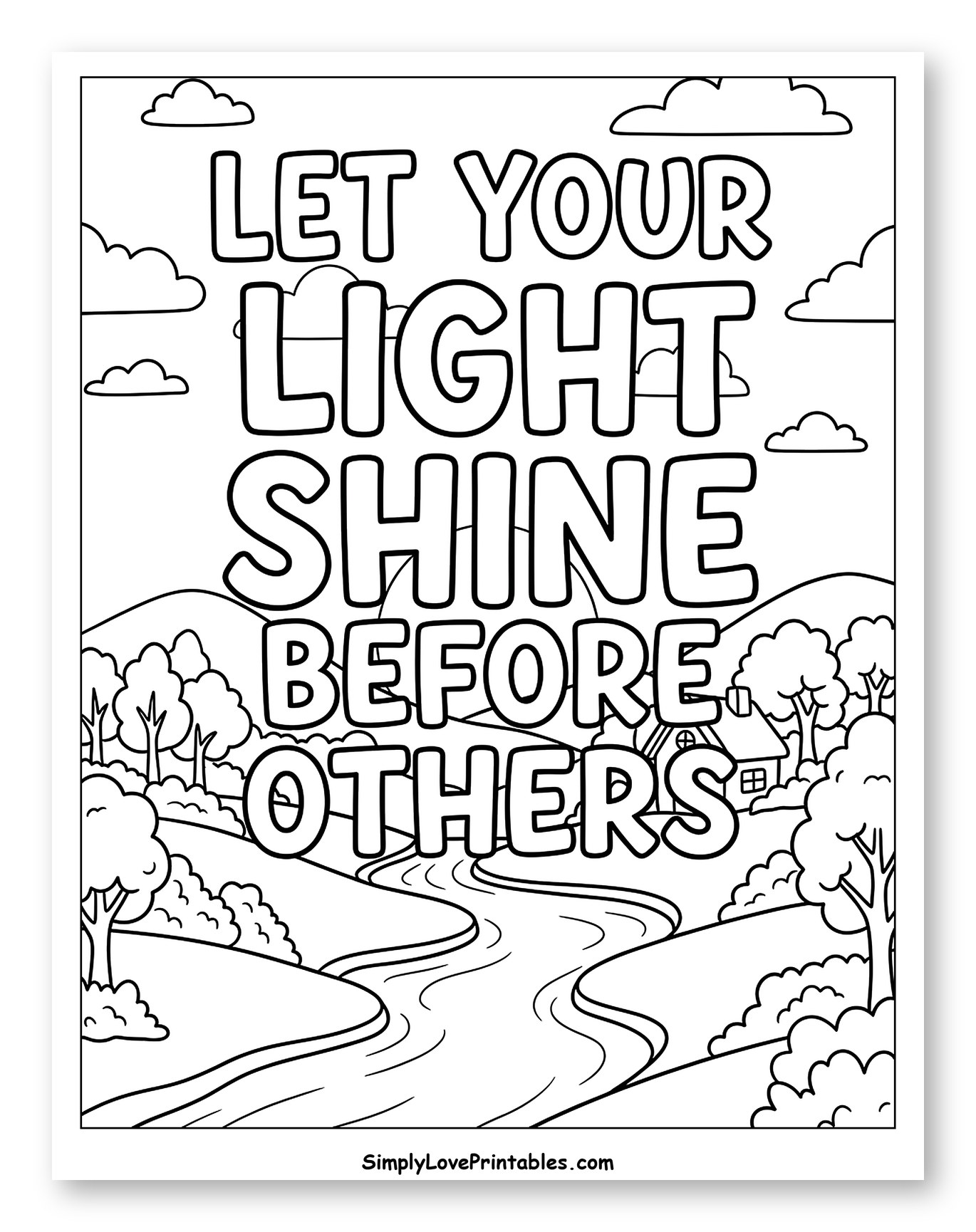 Let Your Light Shine Bible Verse Coloring Page for Kids