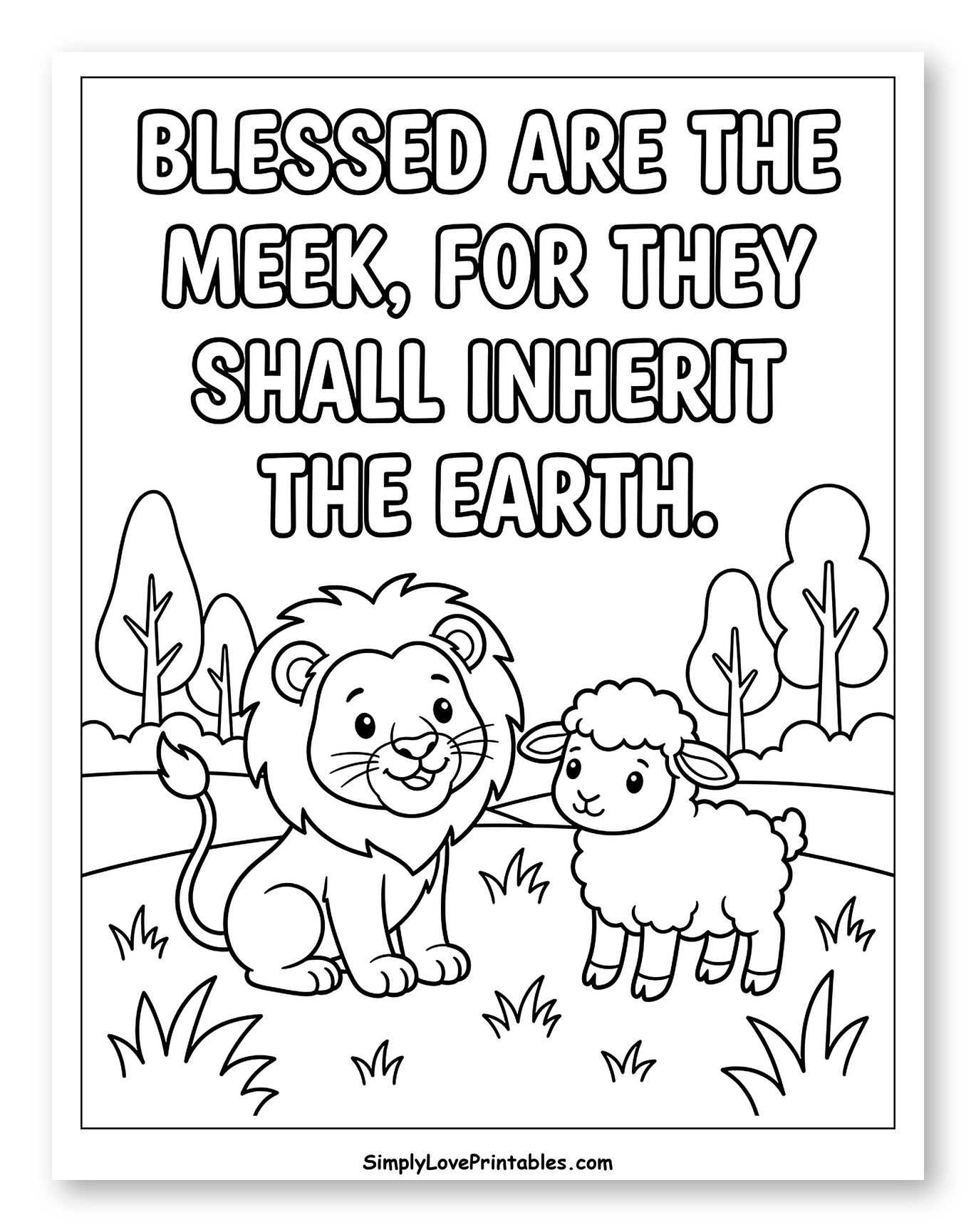 Lion and Lamb with Beatitudes Quote