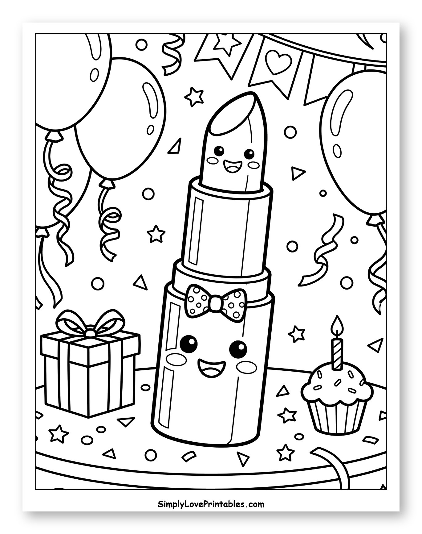 Lipstick Friends at a Fun Celebration to Color for Kids