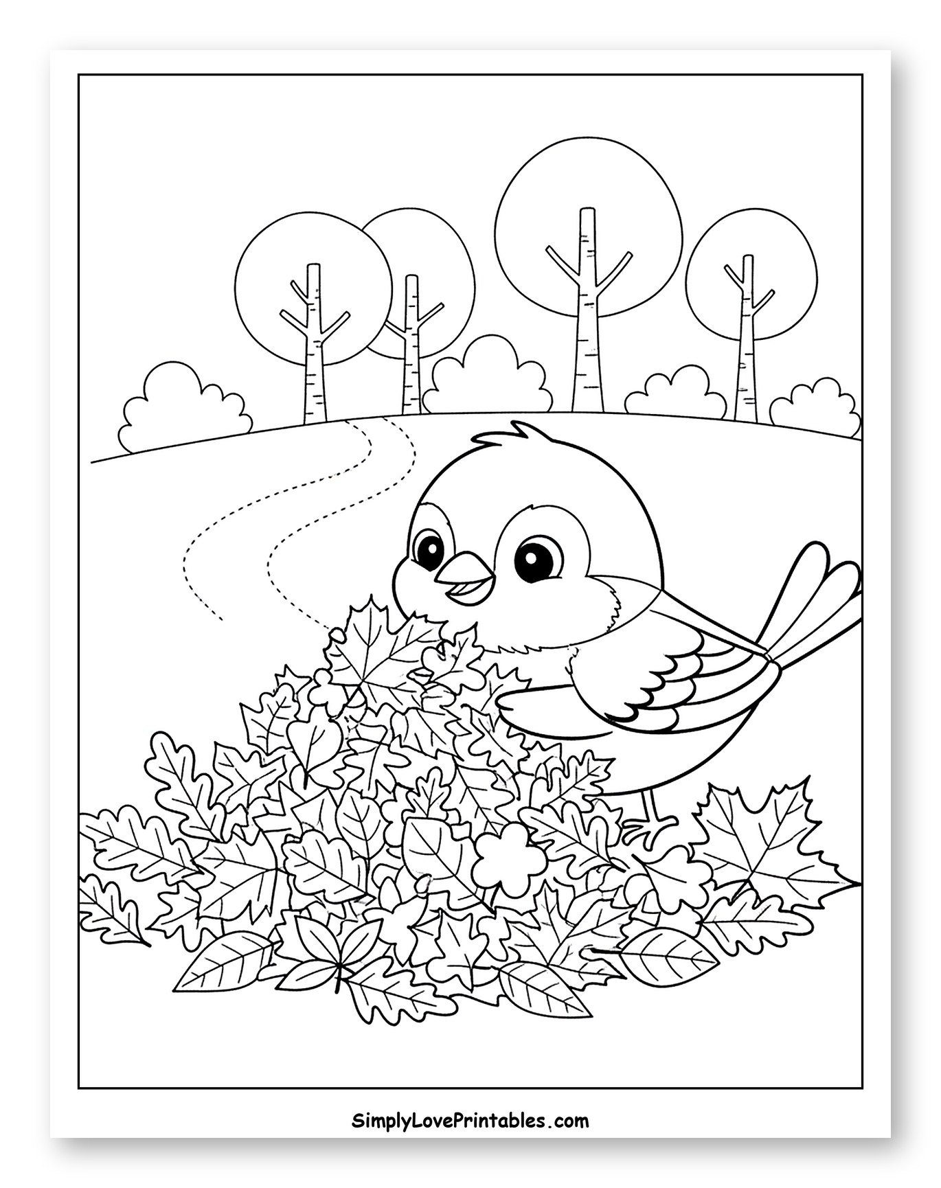 Little Bird Hiding in a Pile of Leaves
