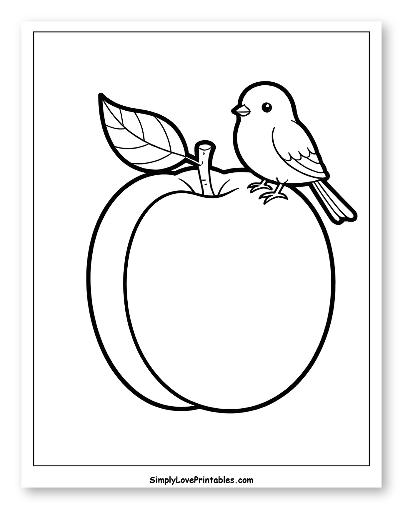 Little Bird Perched on an Apricot with Leaf