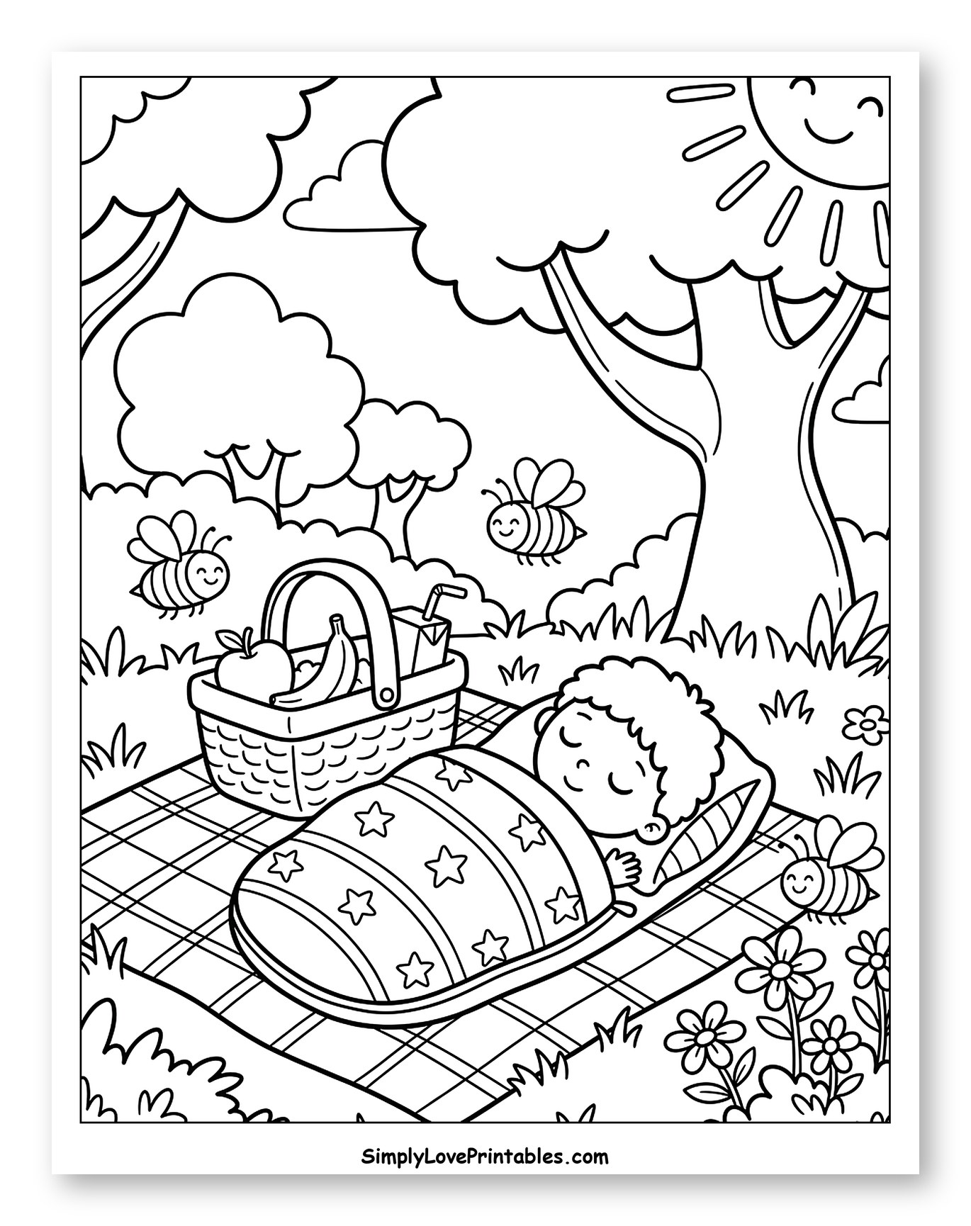 Little Boy Napping in Sleeping Bag Outdoors