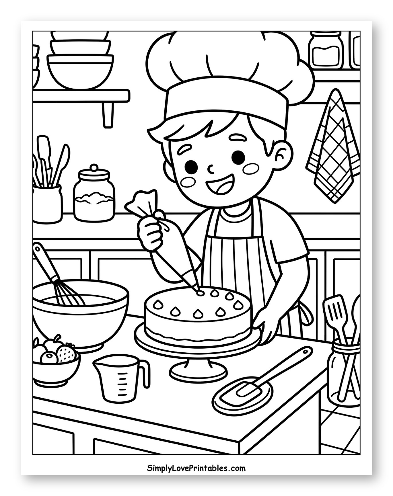 Little Chef Decorating a Delicious Cake