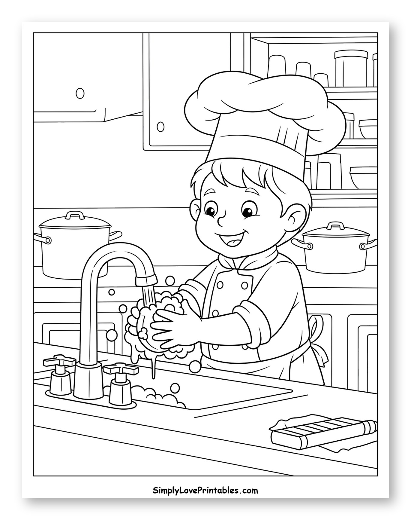 Little Chef Washing Hands with Soap