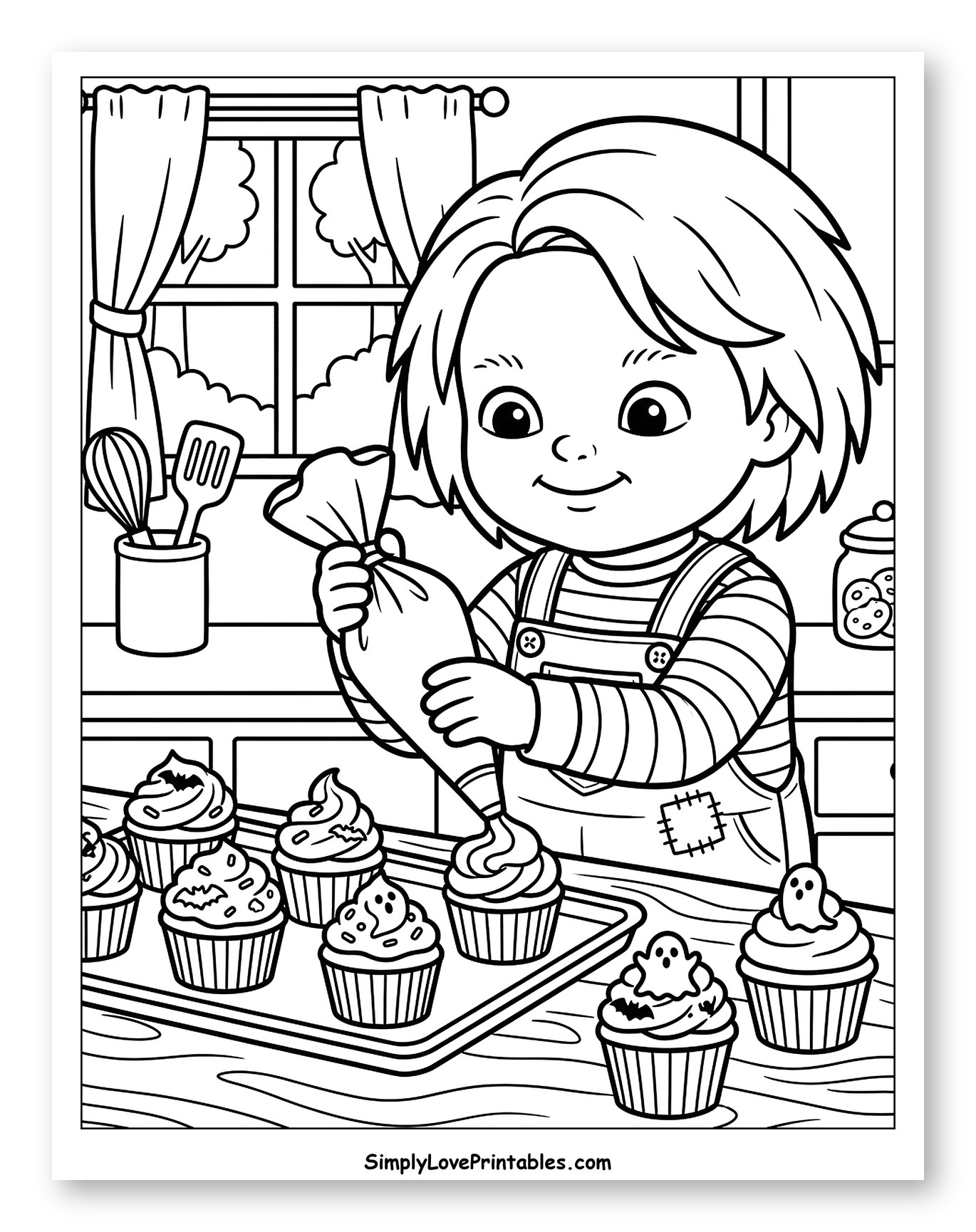 Little Chucky Frosting Spooky Cupcakes
