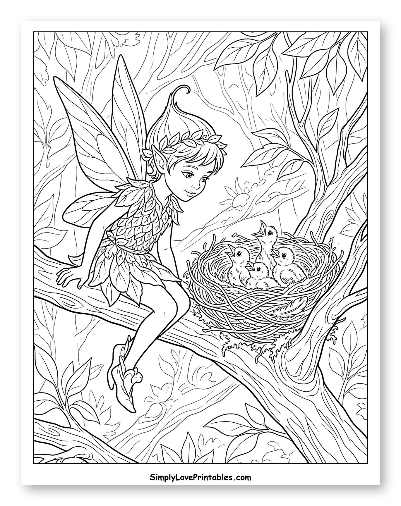 Little Pixie with Baby Birds in Nest