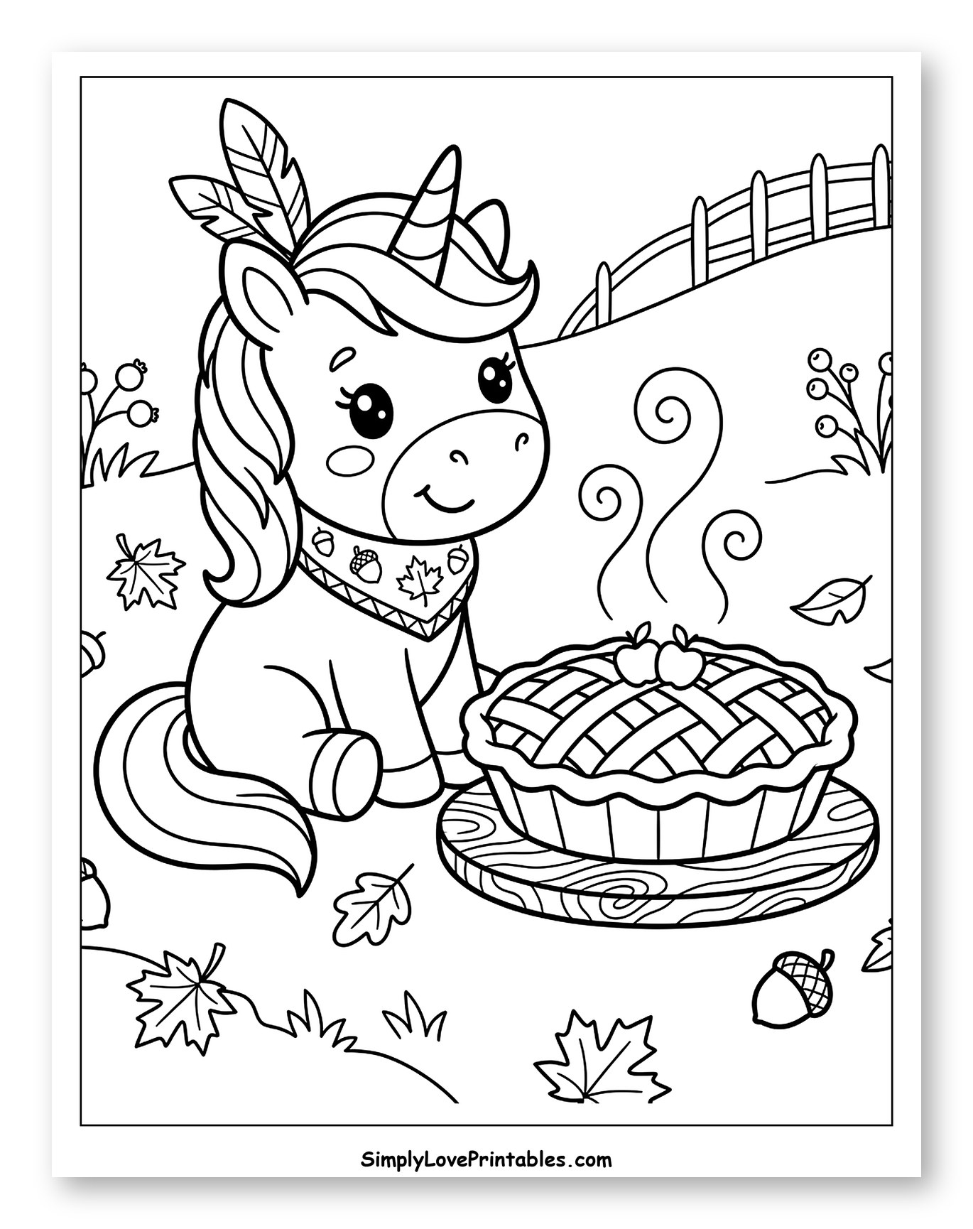 Little Thanksgiving Unicorn with a Warm Autumn Pie