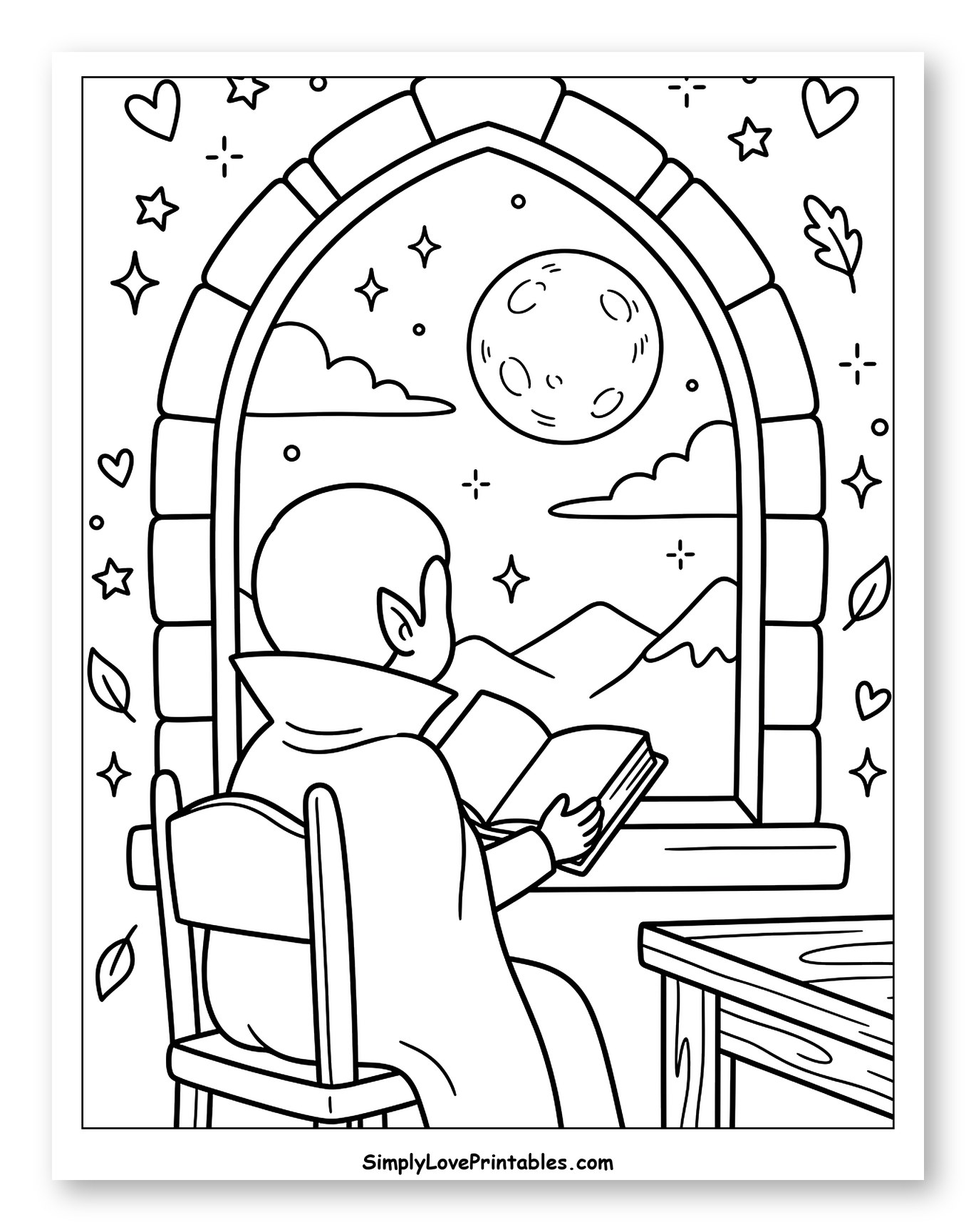 Little Vampire Reading by Moonlight