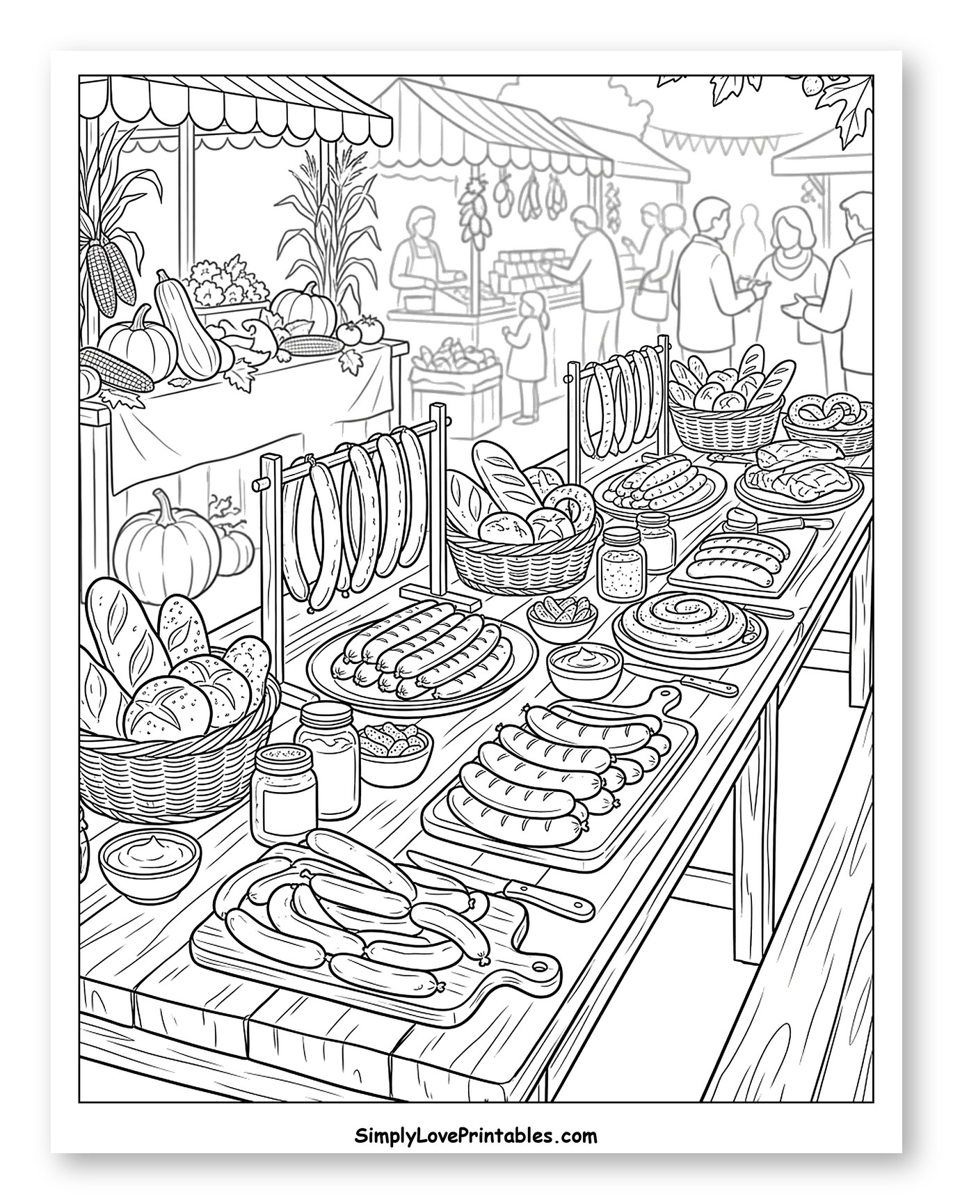 Lively Autumn Market with Sausages