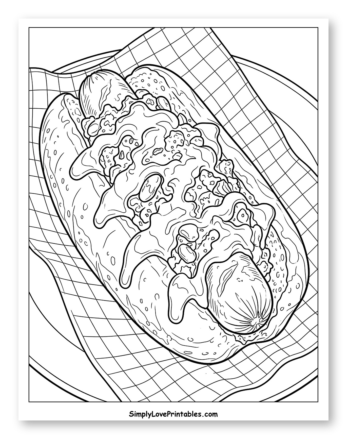 Loaded Hot Dog on a Plaid Napkin