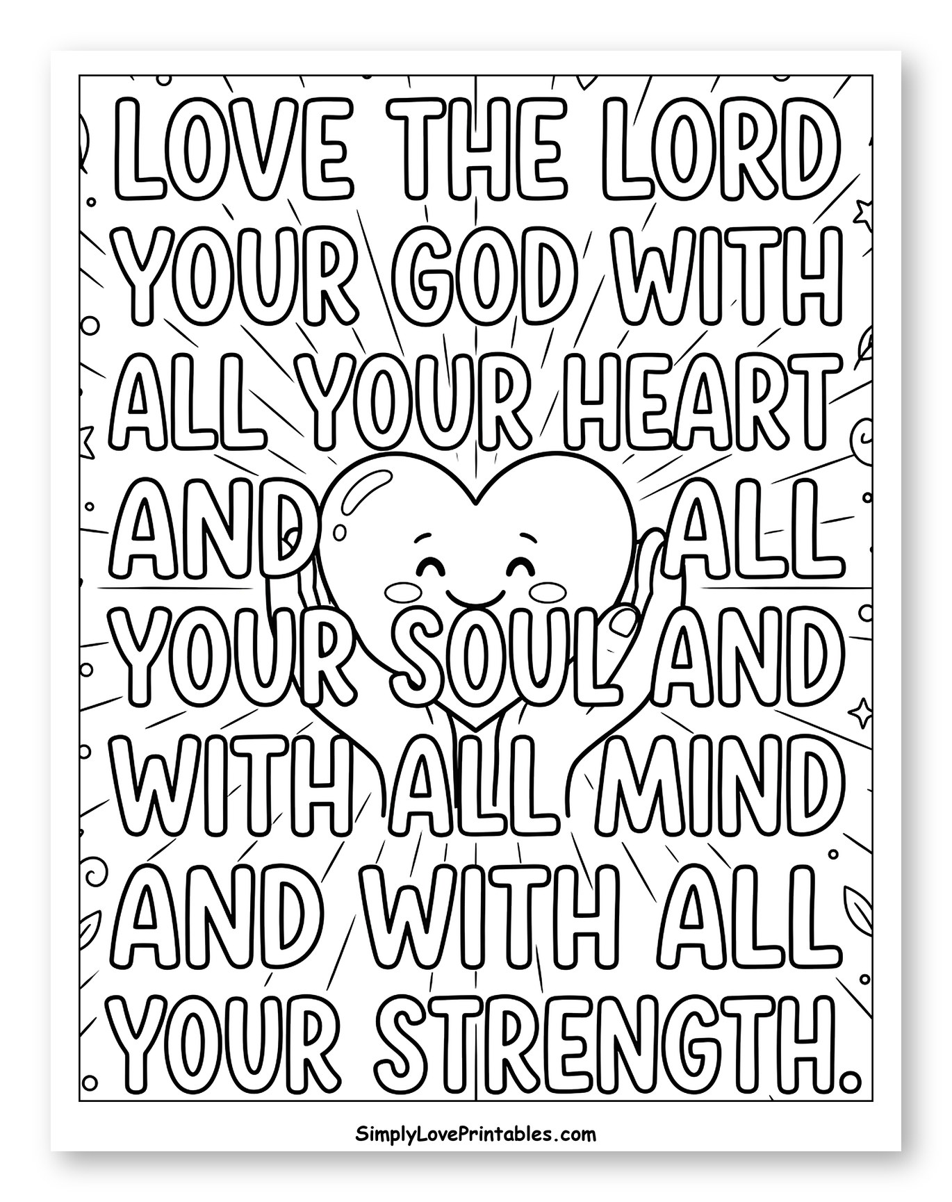 Love the Lord Bible Verse with Heart