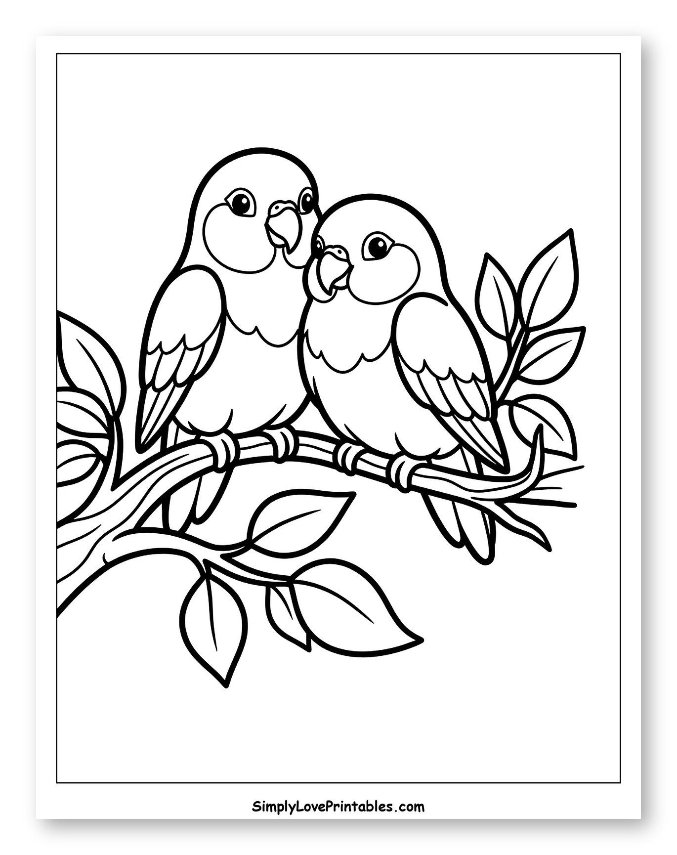 Lovely Parakeets Perched on a Branch
