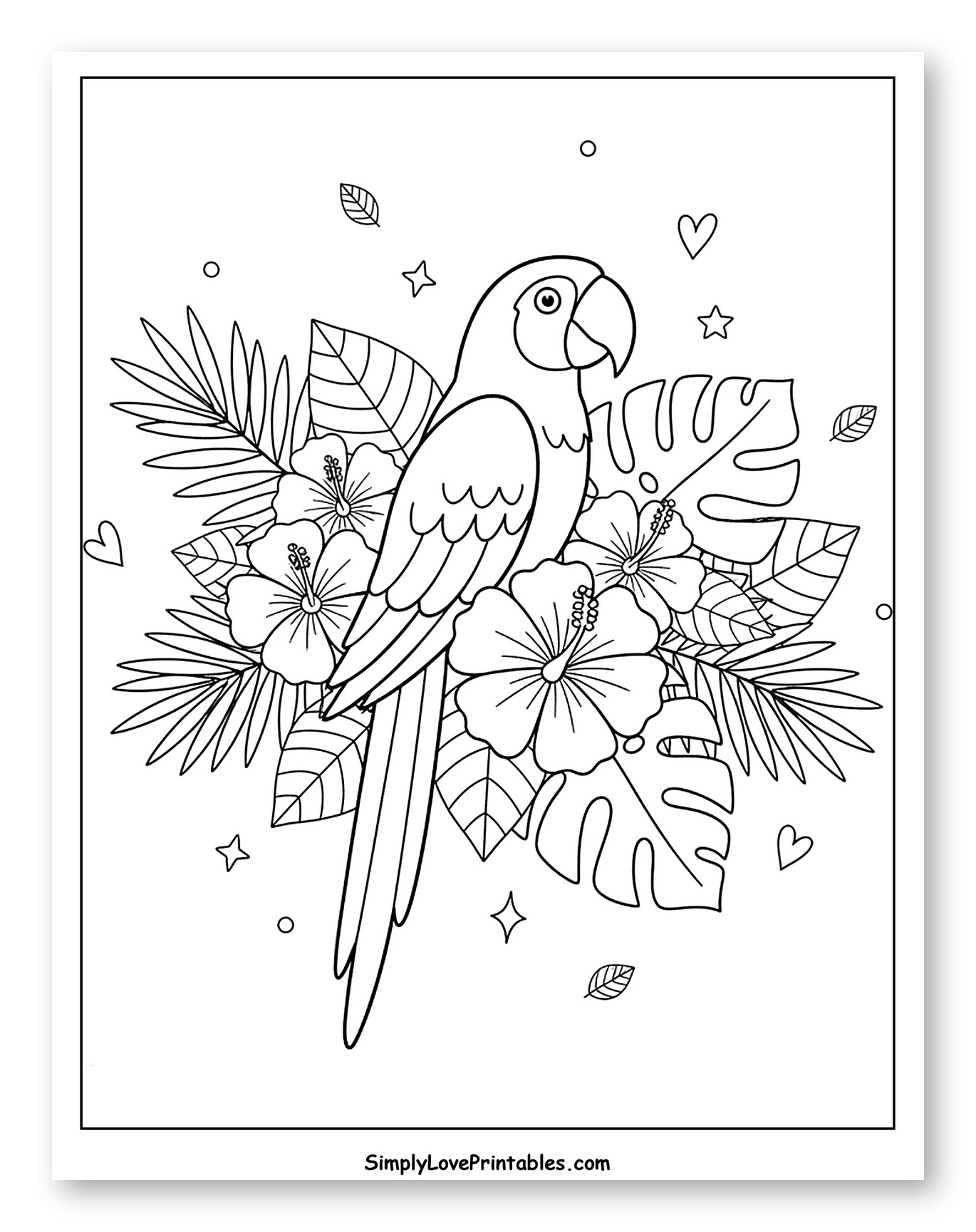 Macaw Parrot Surrounded by Tropical Foliage