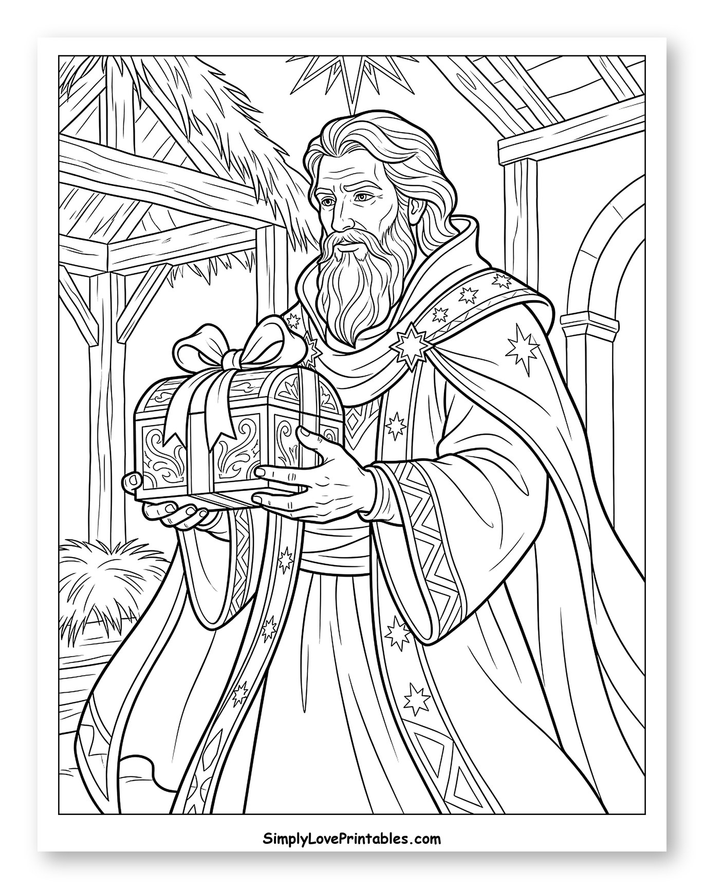 Magi with Star-Patterned Robe and Present