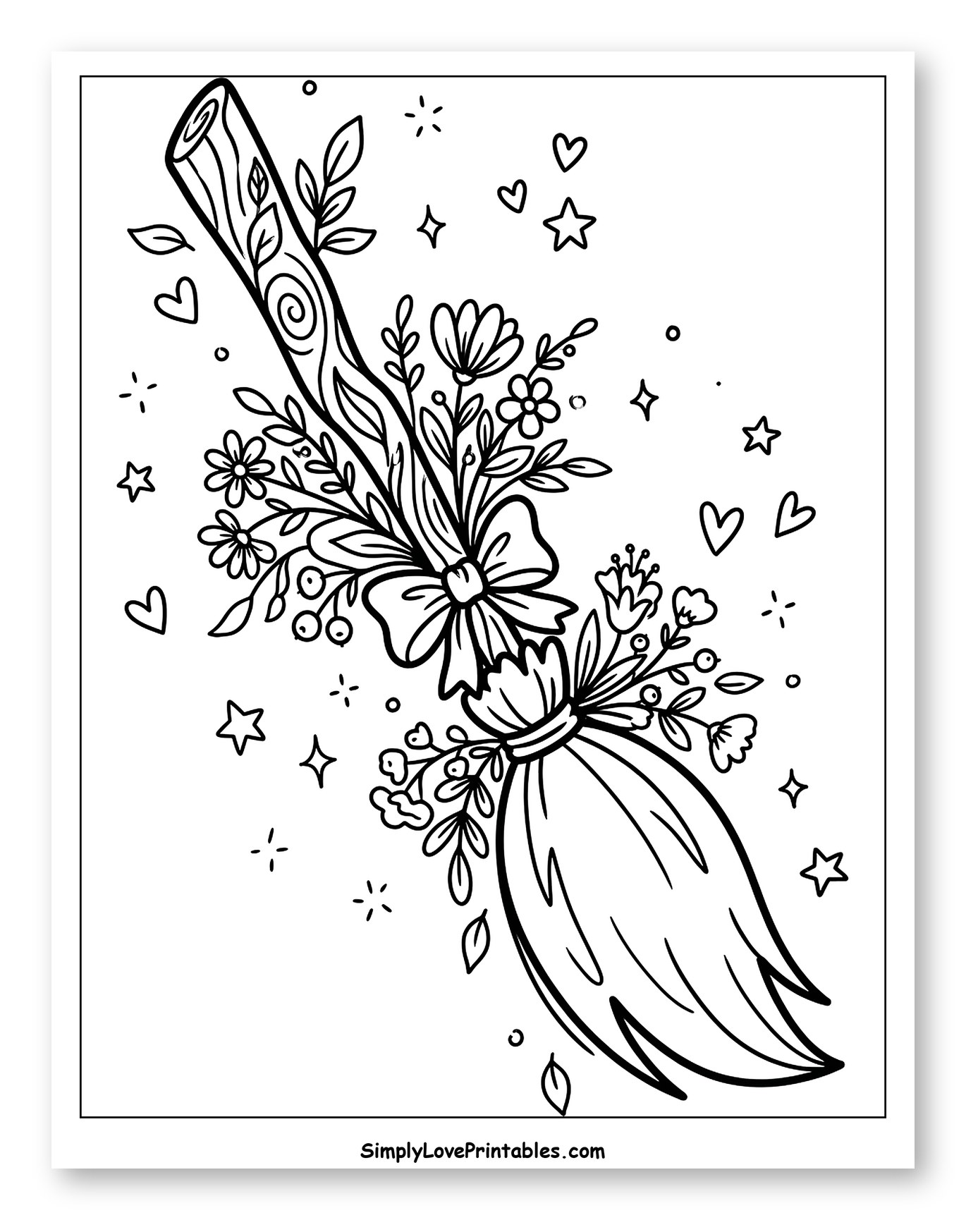 Magical Broomstick Adorned with Blooms