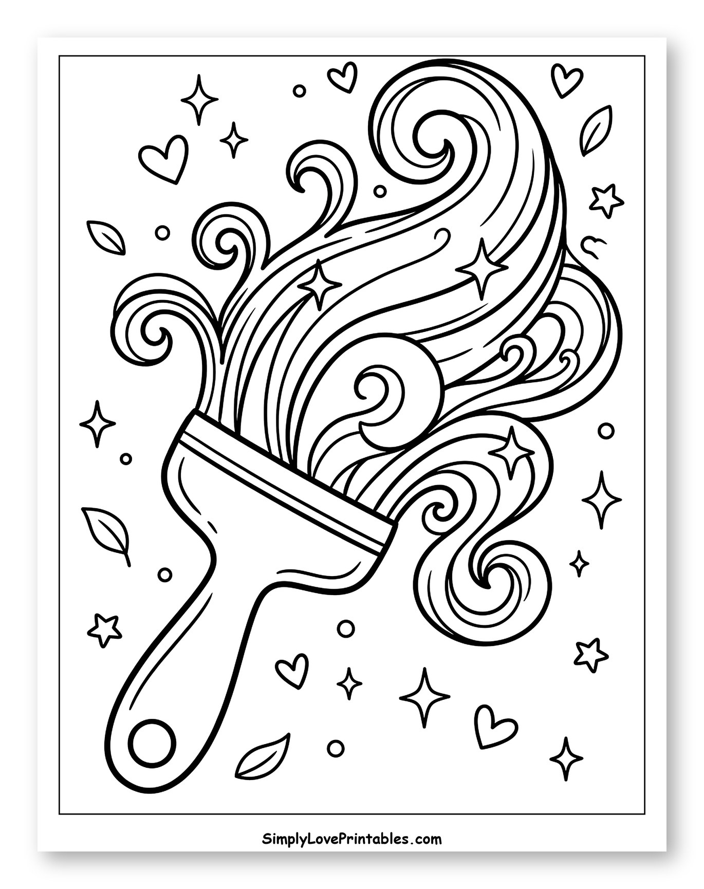 Magical Paintbrush Creating Swirls and Sparkles