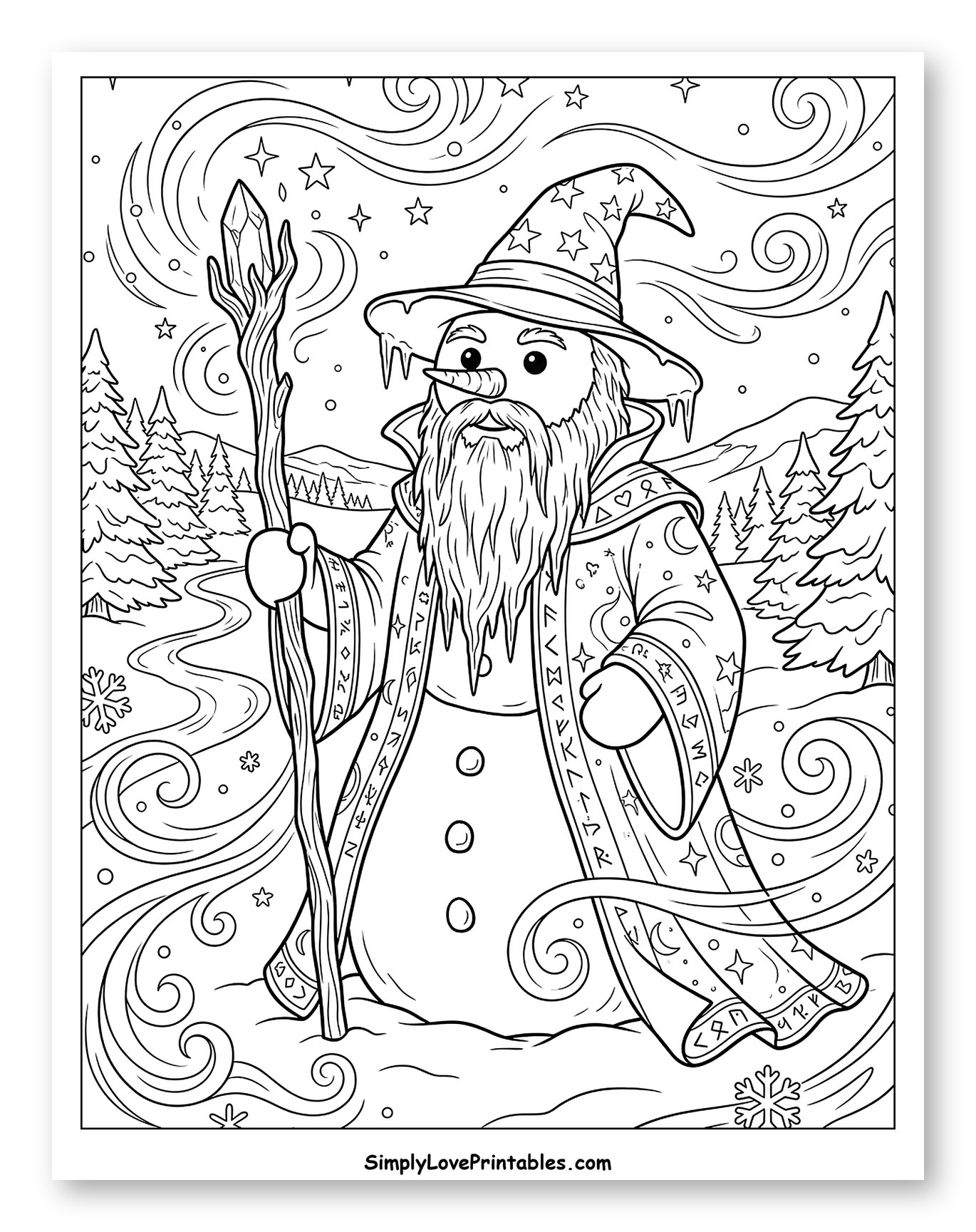Magical Snowman Wizard in a Winter Wonderland