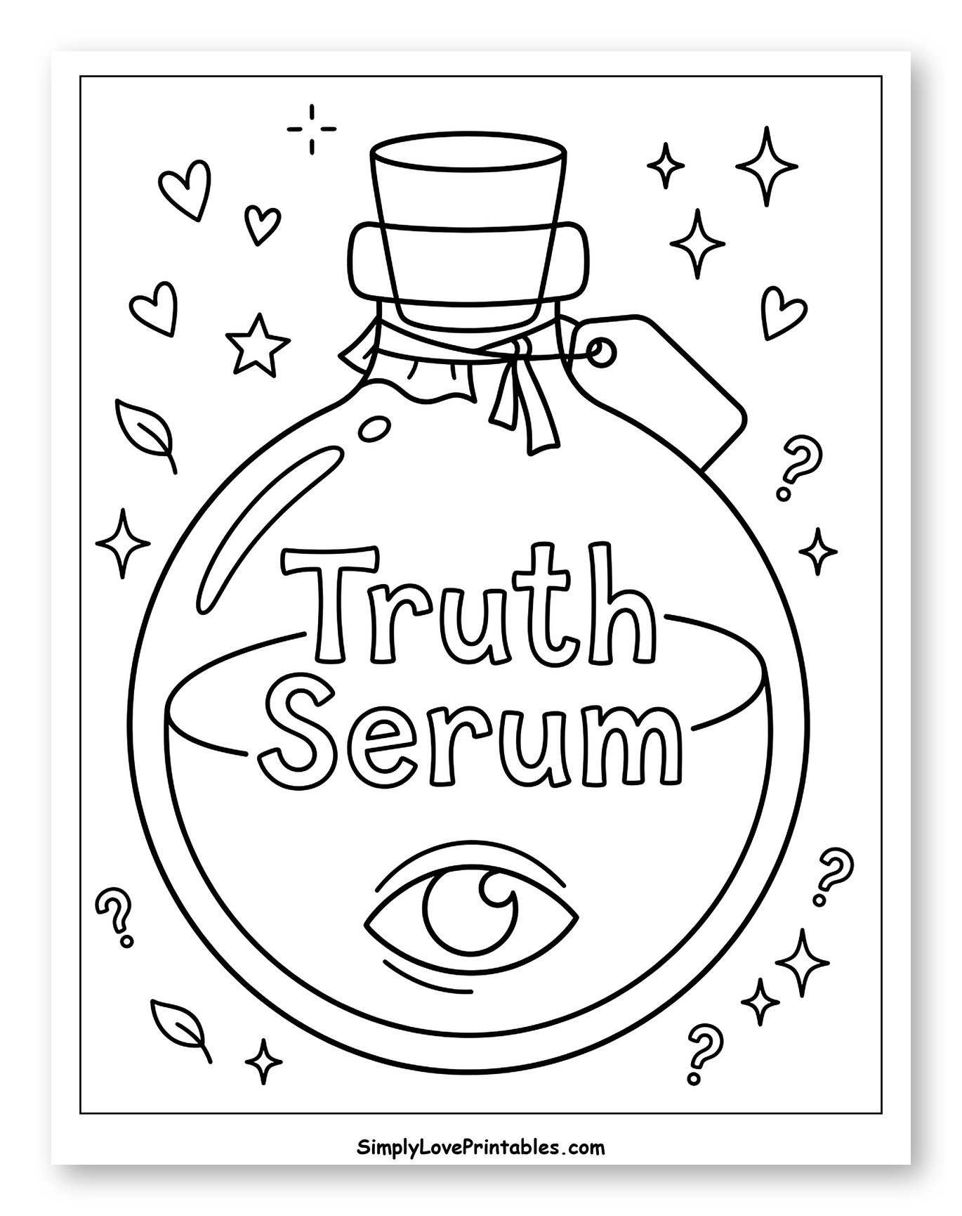 Magical Truth Serum Potion Bottle Drawing Coloring Page for Adults