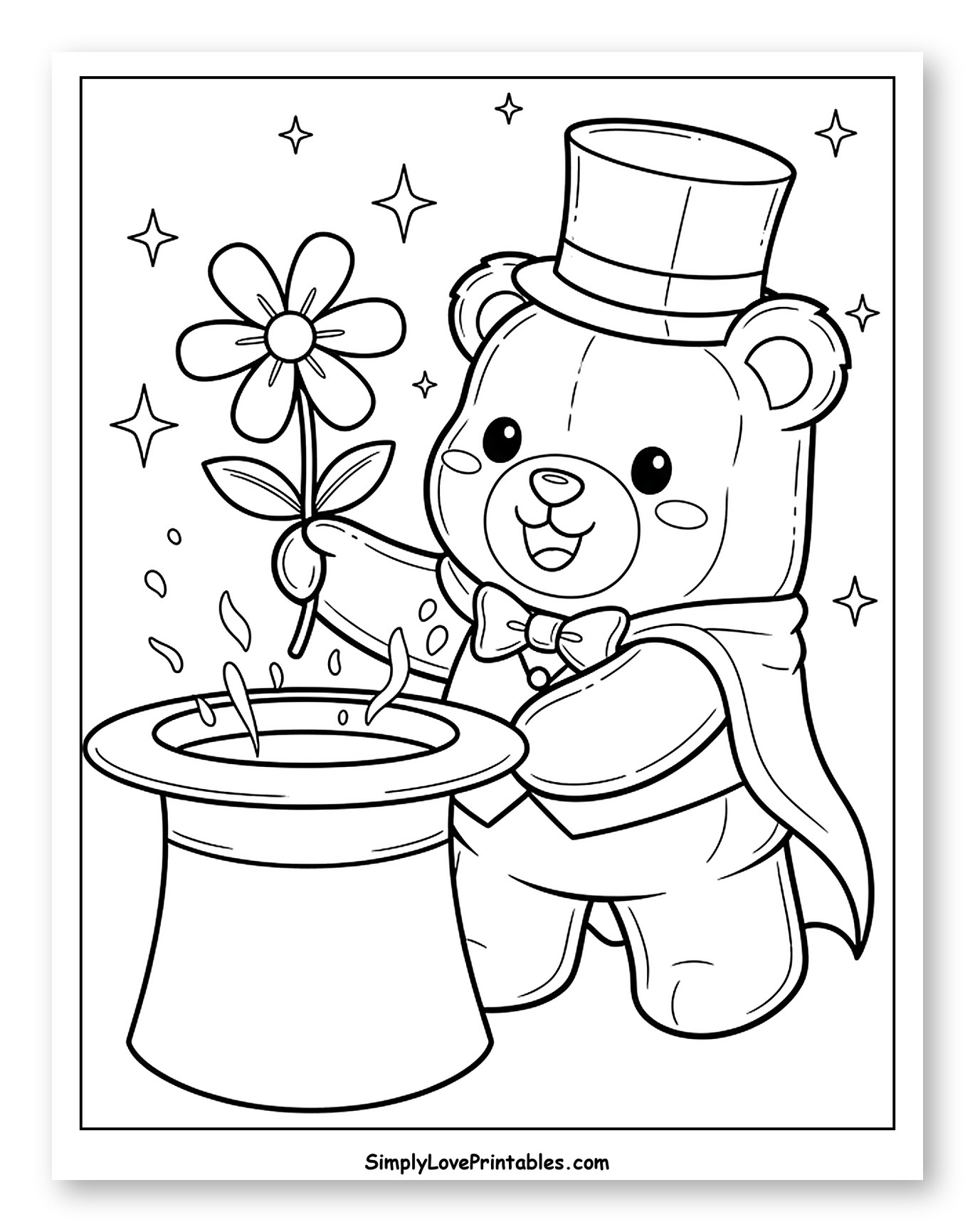 Magician Teddy Bear Performing a Flower Trick