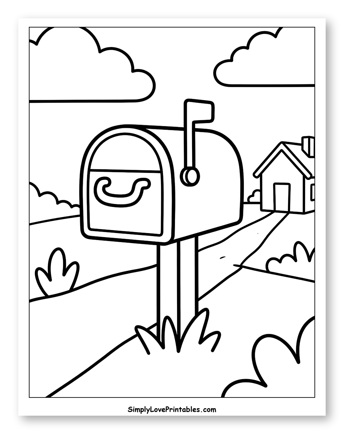 Mailbox with a House and Clouds