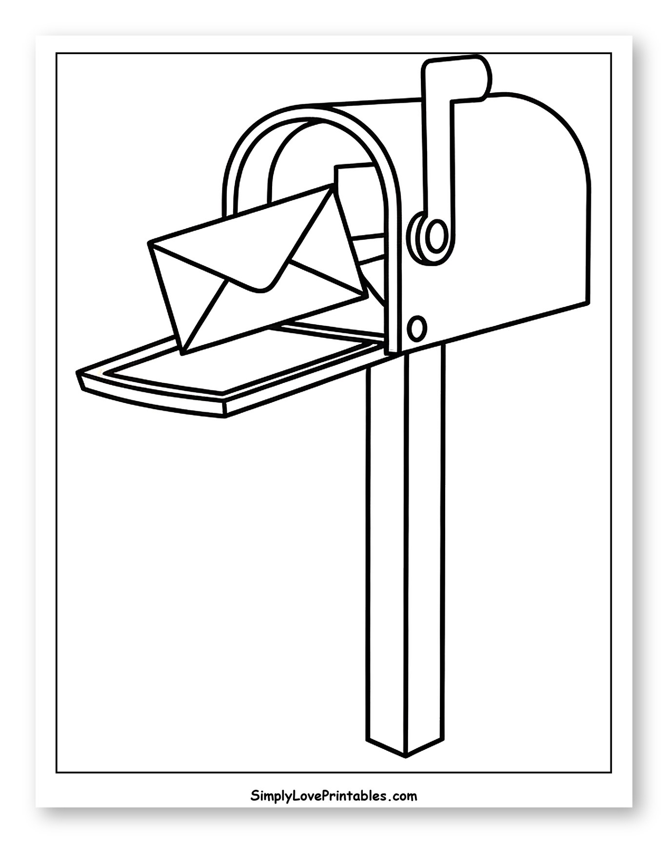 Mailbox with Envelope Inside Coloring Page for Toddlers