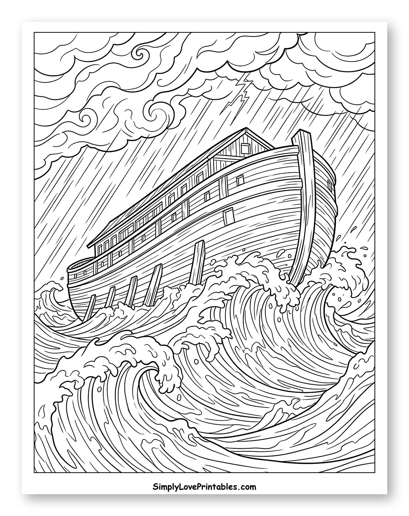 Majestic Ark on Choppy Waves Coloring Sheet