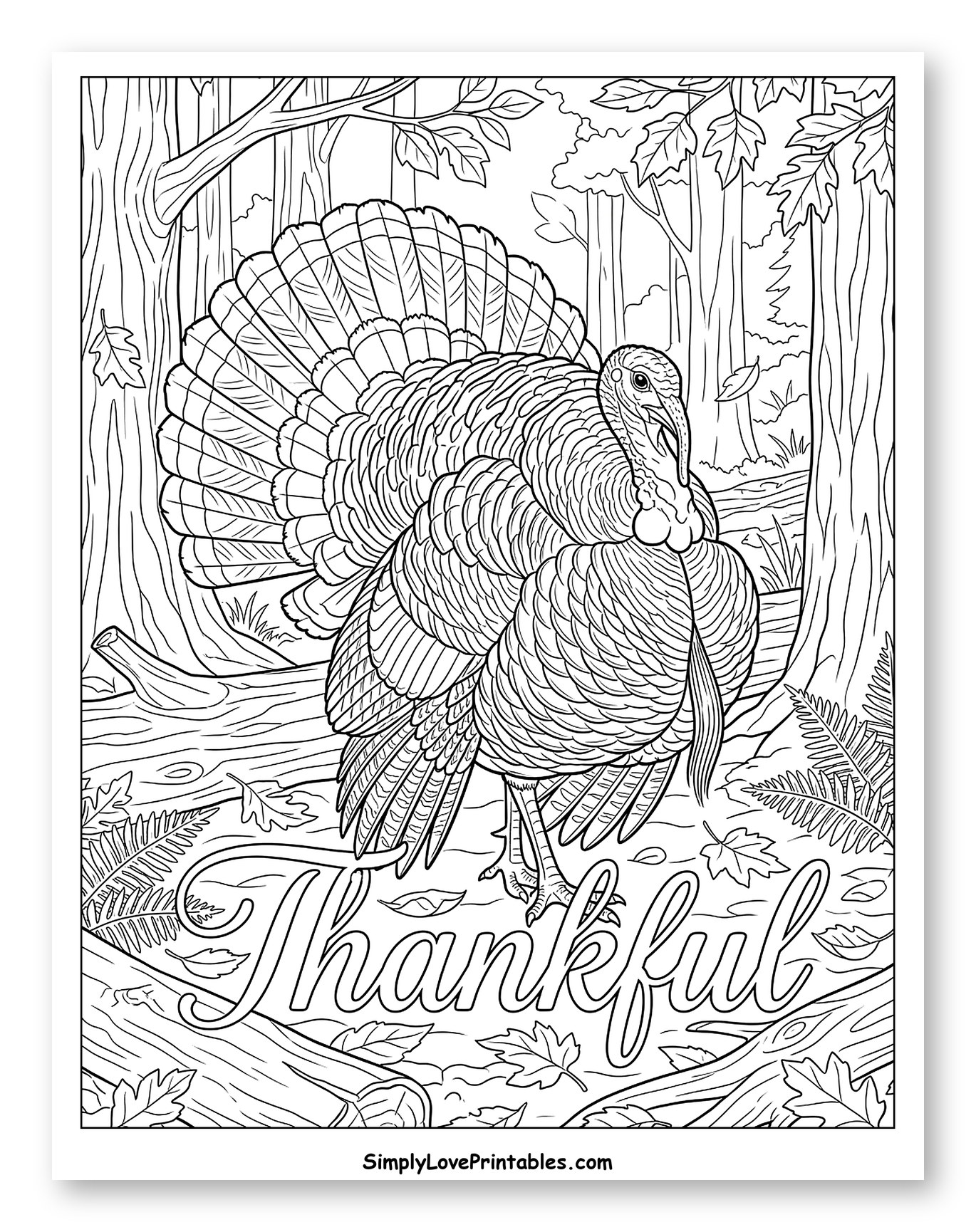 Majestic Autumn Turkey with Thankful Script