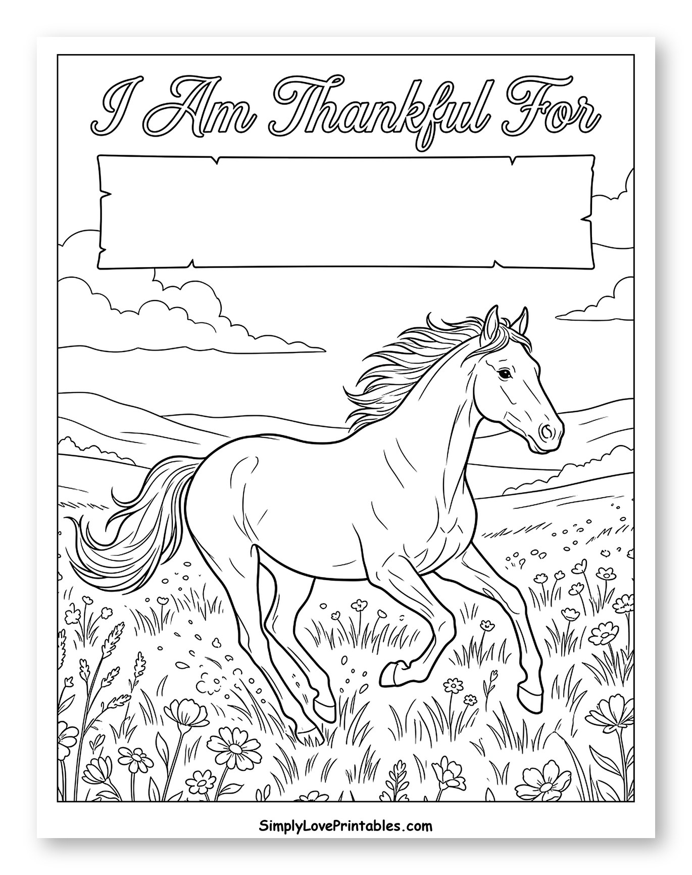 Majestic Horse Galloping Through a Flower Field