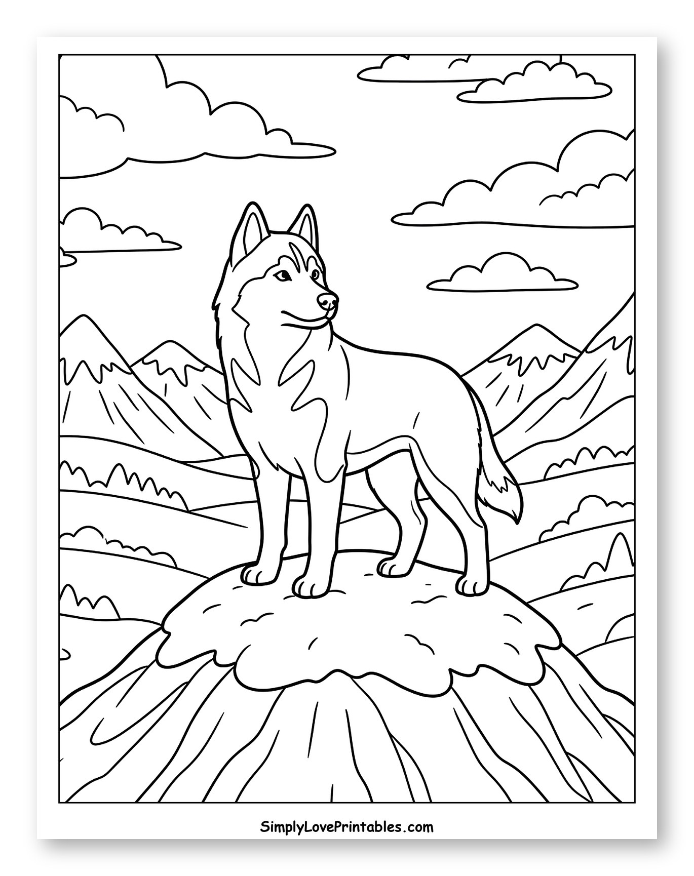 Majestic Husky in Mountain Landscape