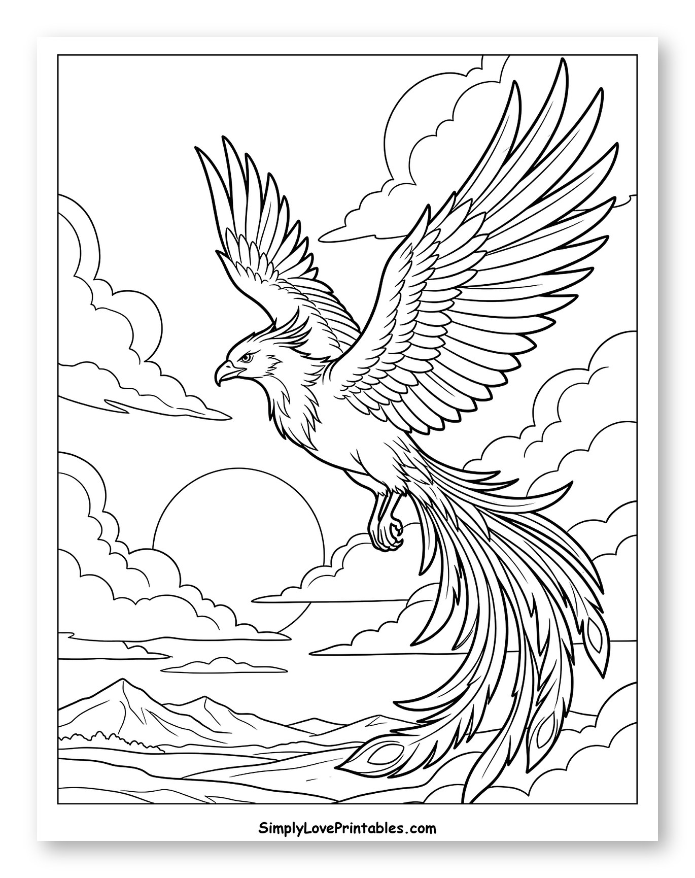 Majestic Phoenix Soaring Above a Landscape