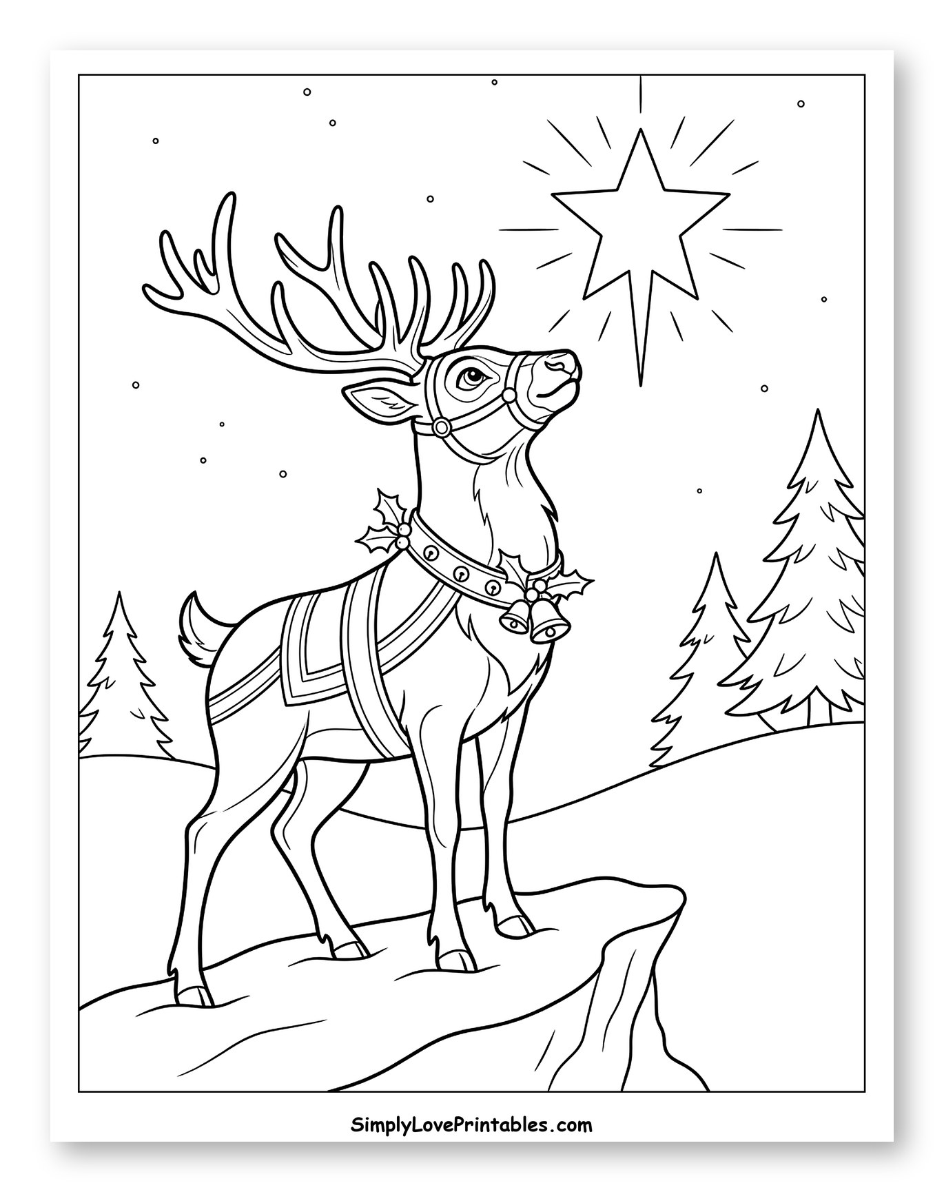 Majestic Reindeer Gazing at a Shining Star