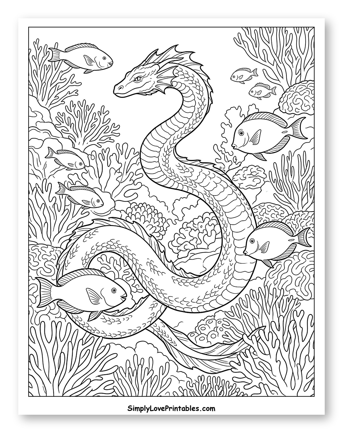 Majestic Sea Serpent Swirling in Coral Reef