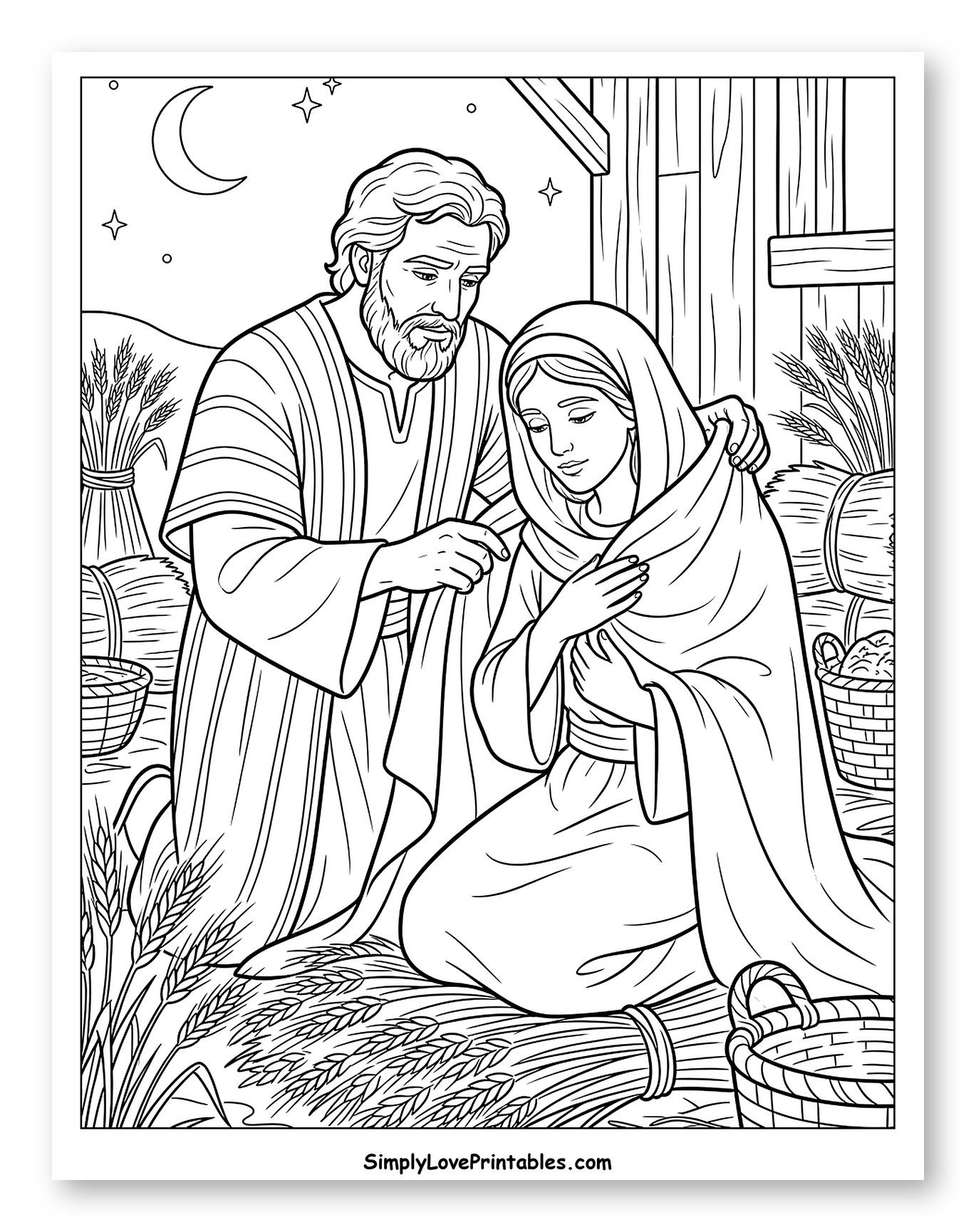 Man Comforting Woman Amidst Wheat Bundles