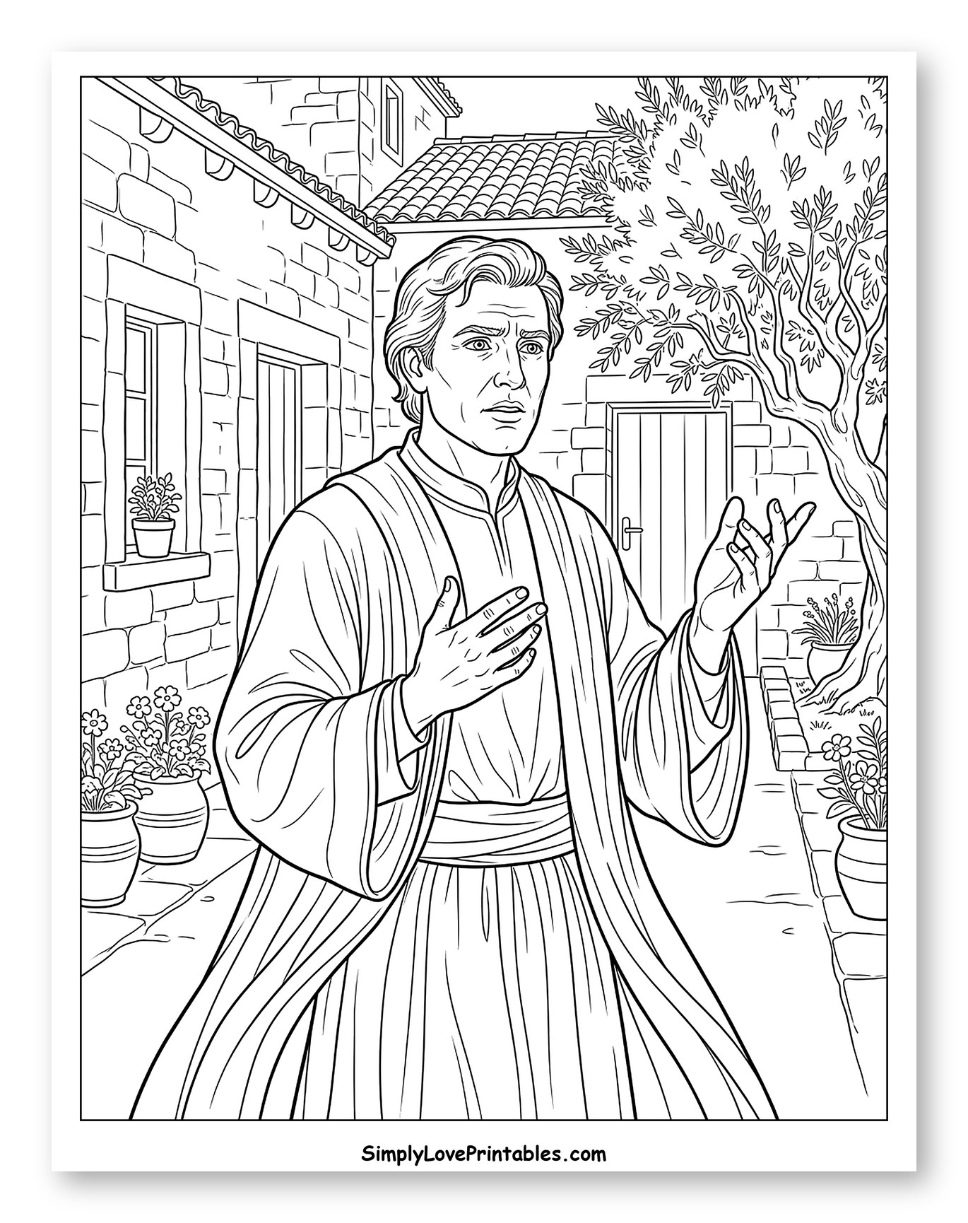 Man in Robes Speaking in Village
